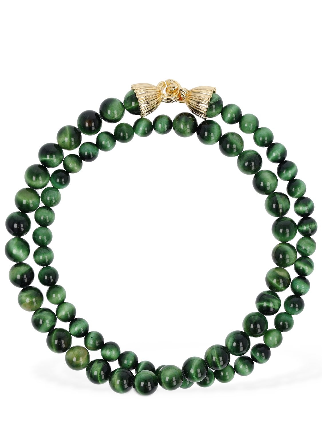 Timeless Pearly Malachite Double Wrap Collar Necklace In 绿色