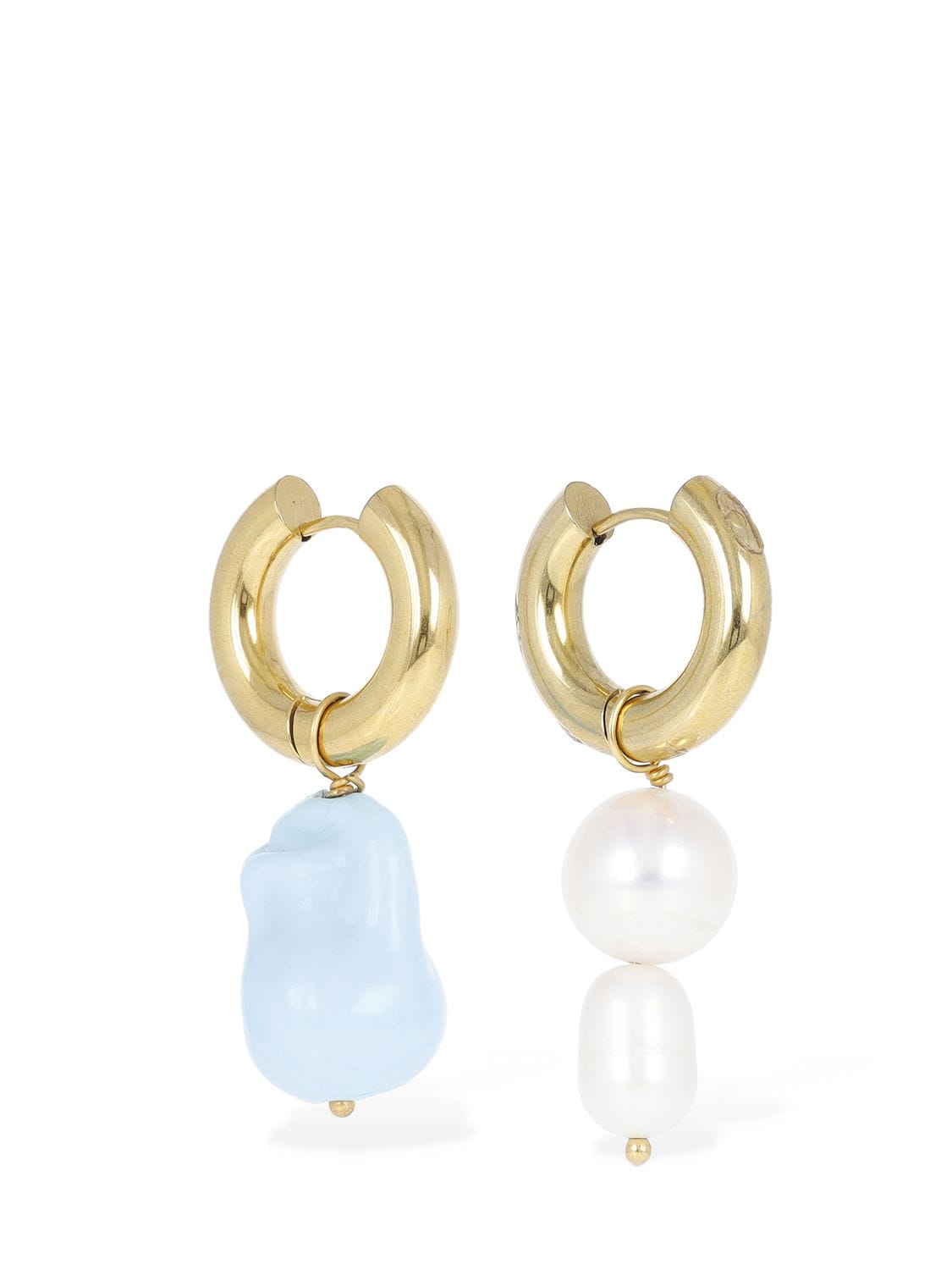 Shop Timeless Pearly Pearl & Turquoise Mismatched Earrings In 多色,金色