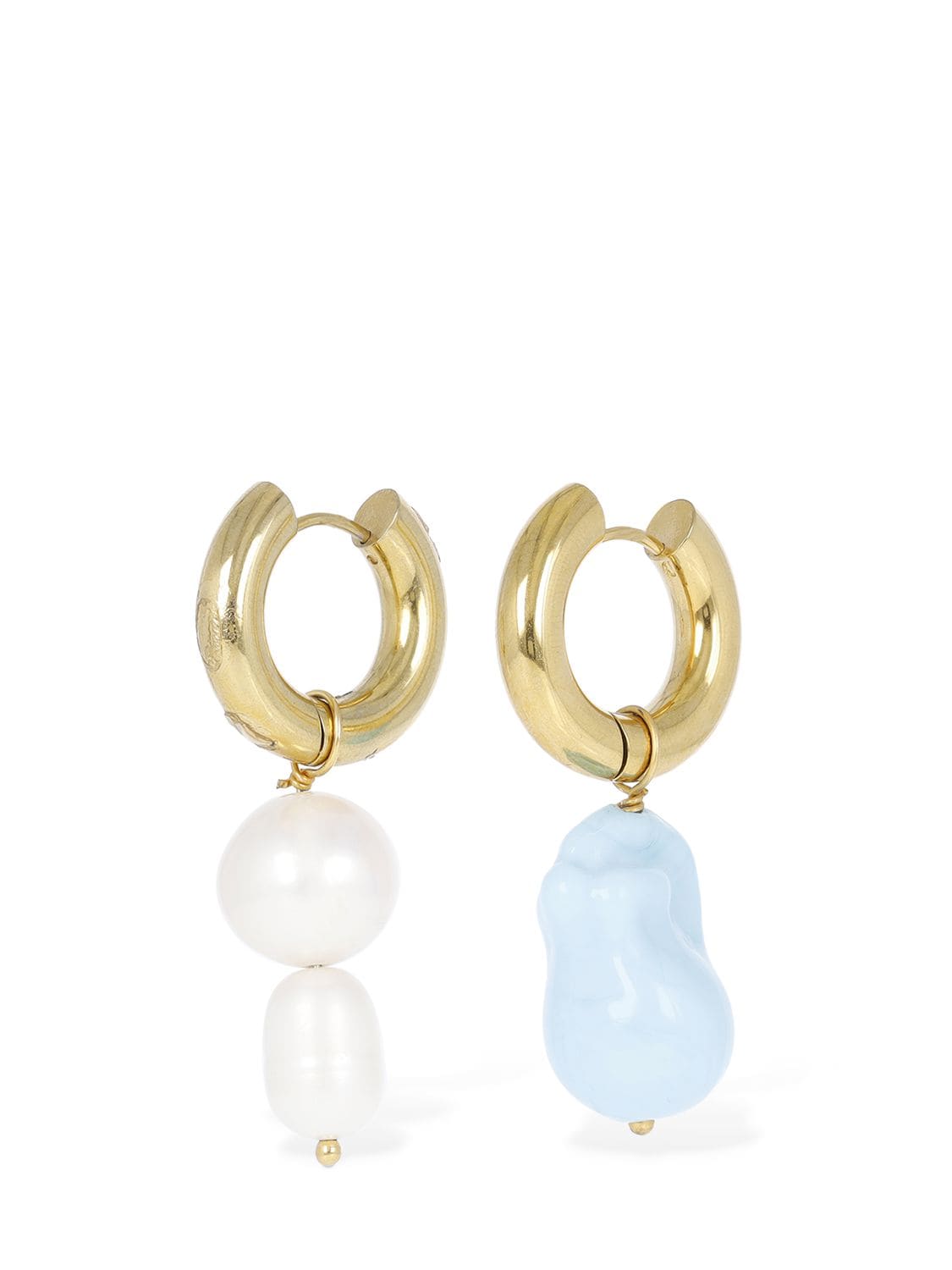 Shop Timeless Pearly Pearl & Turquoise Mismatched Earrings In 多色,金色