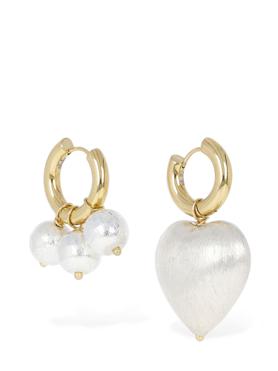 Shop Timeless Pearly Heart & Beads Mismatched Earrings In 银色,金色