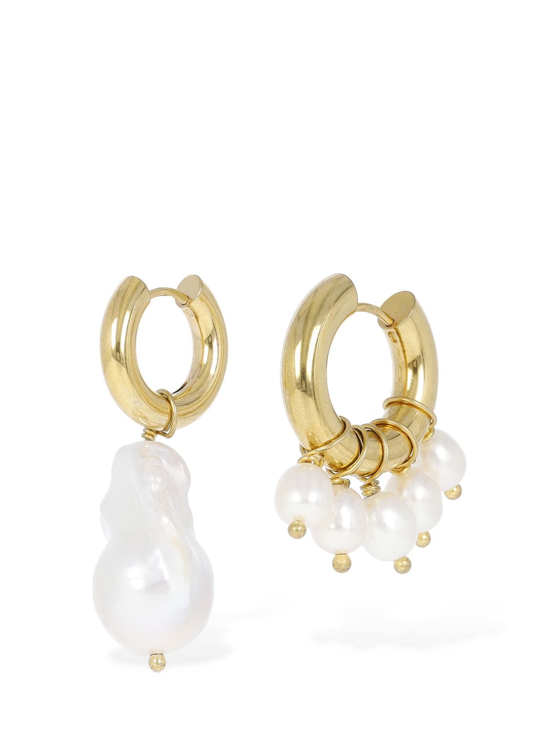 Shop Timeless Pearly Mismatched Pearl Earrings In 珍珠色,金色