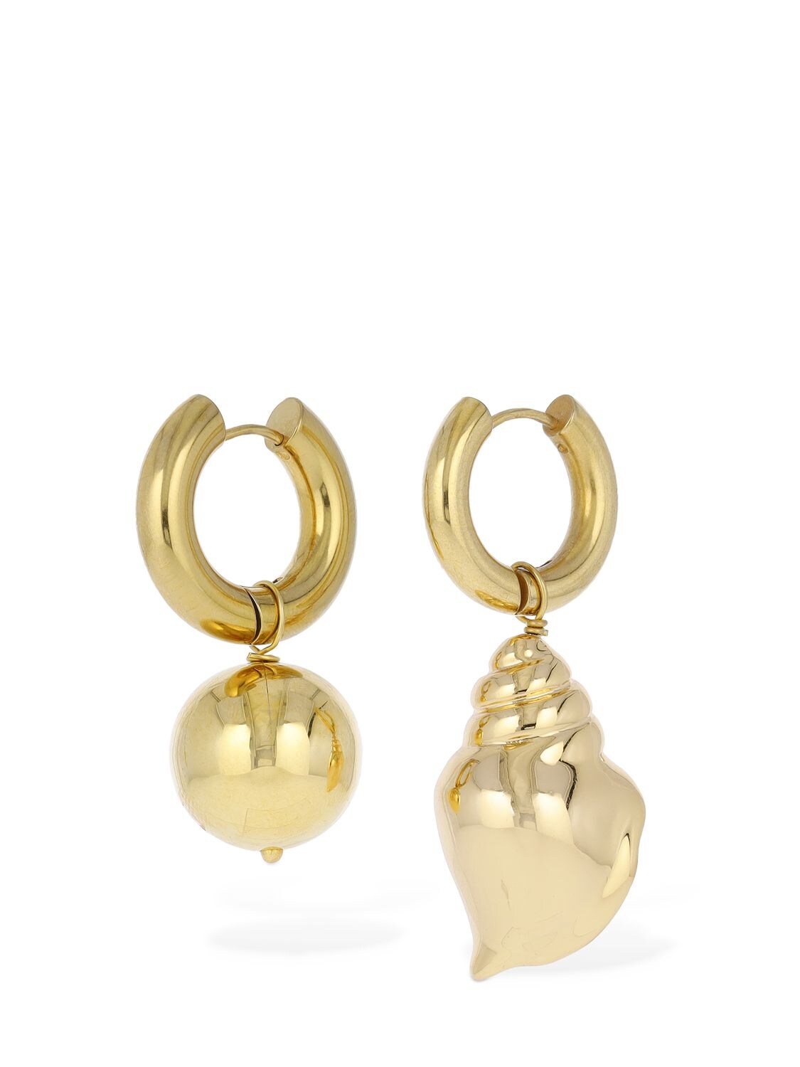 Shop Timeless Pearly Bead & Shell Mismatched Earrings In 金色