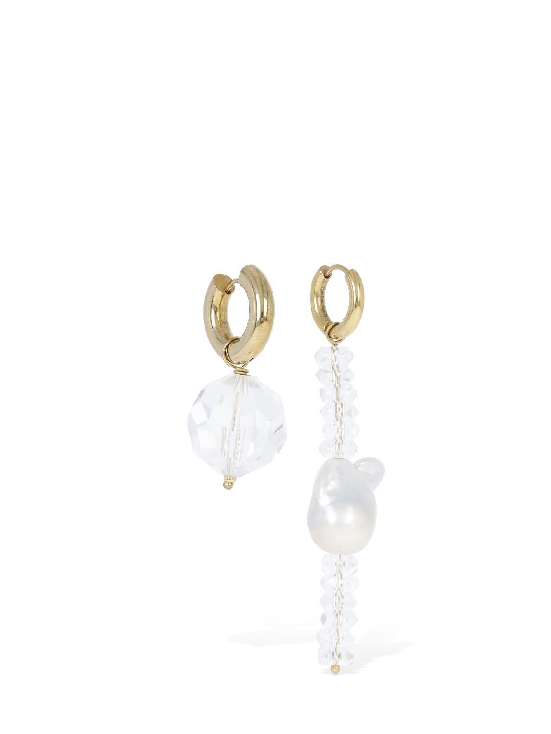 Shop Timeless Pearly Crystal & Pearl Mismatched Earrings In 金色