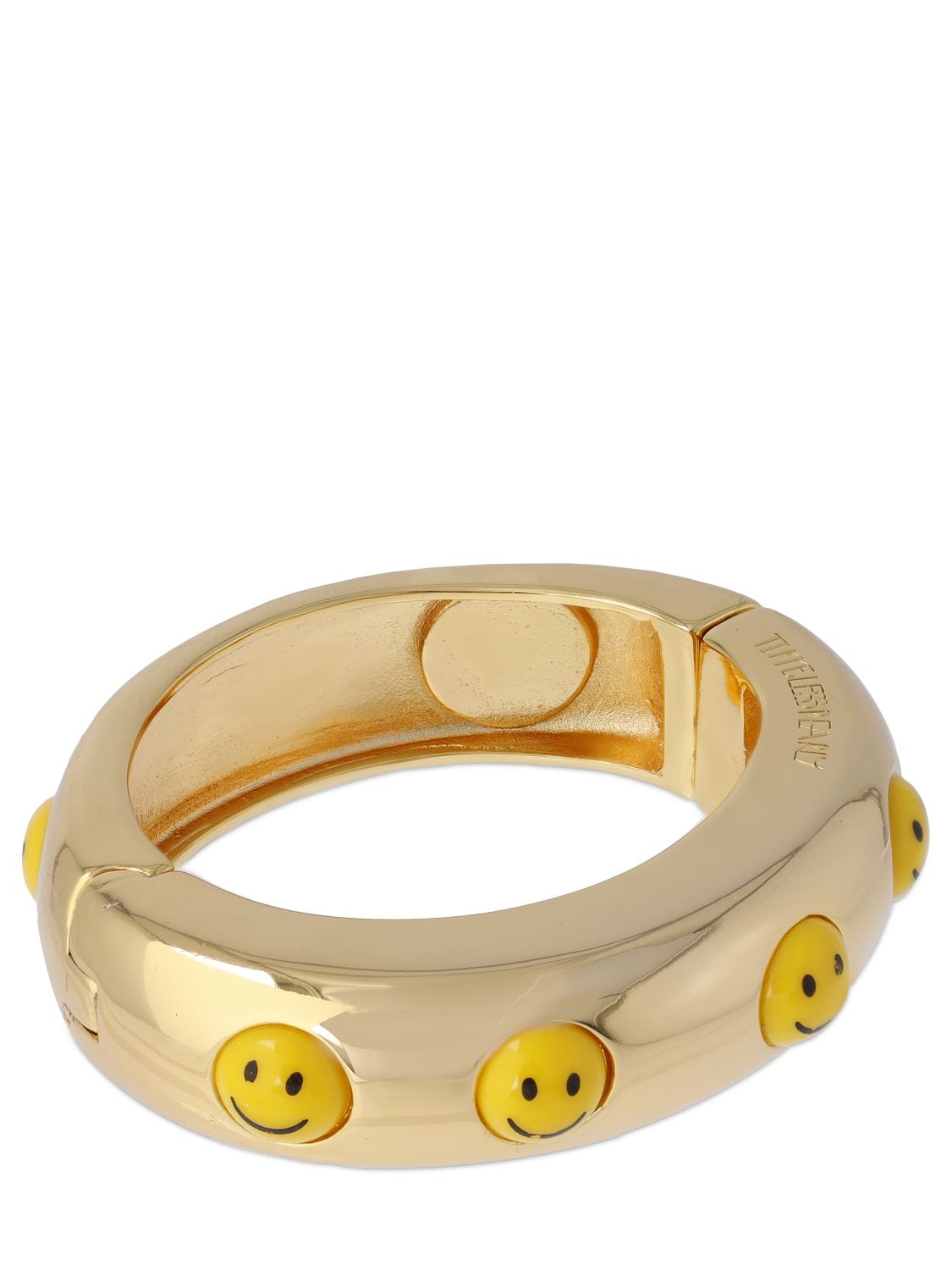 Shop Timeless Pearly Smiley Cuff Bracelet In 金色,黄色