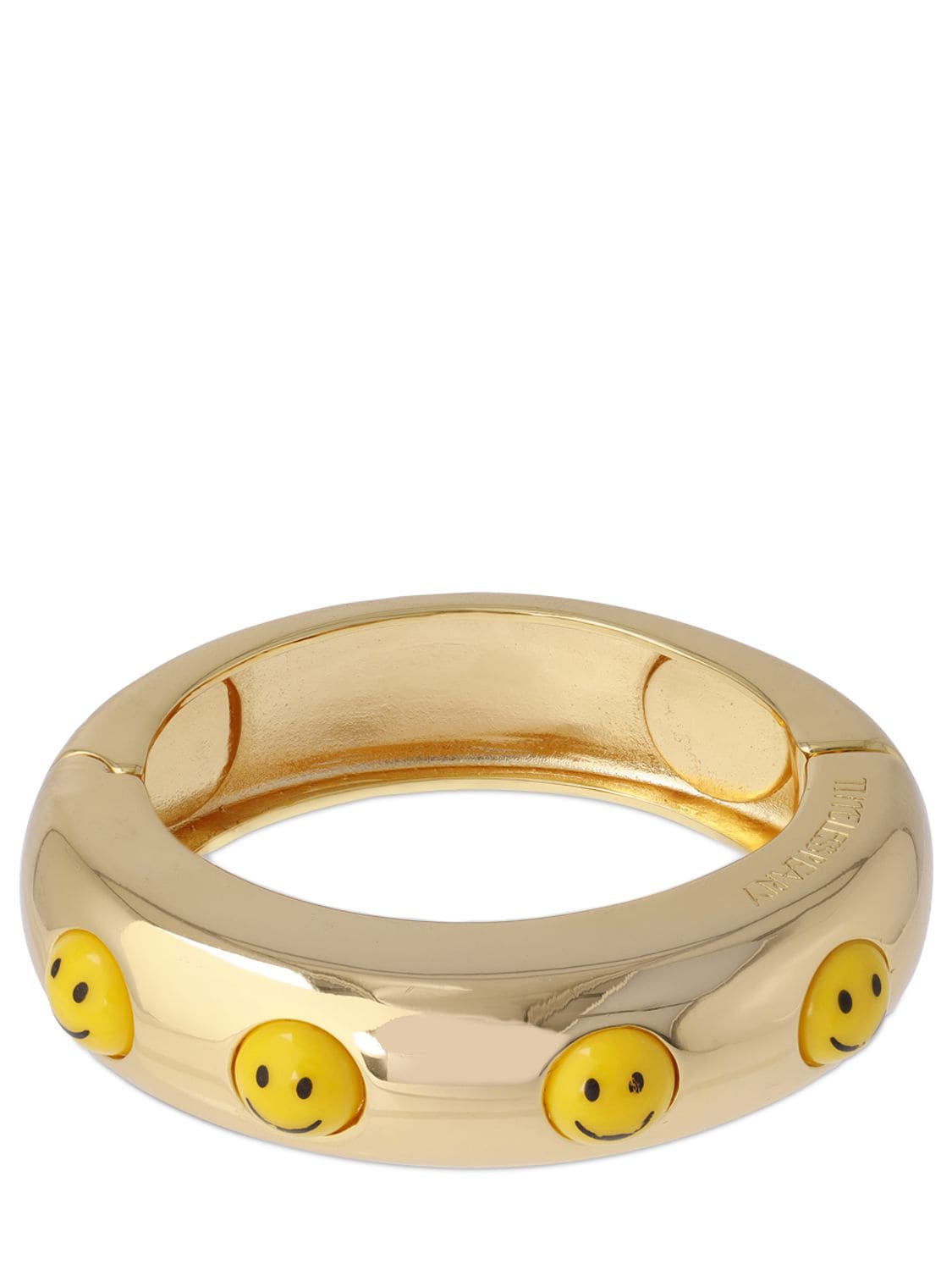Timeless Pearly Smiley Cuff Bracelet In 金色,黄色