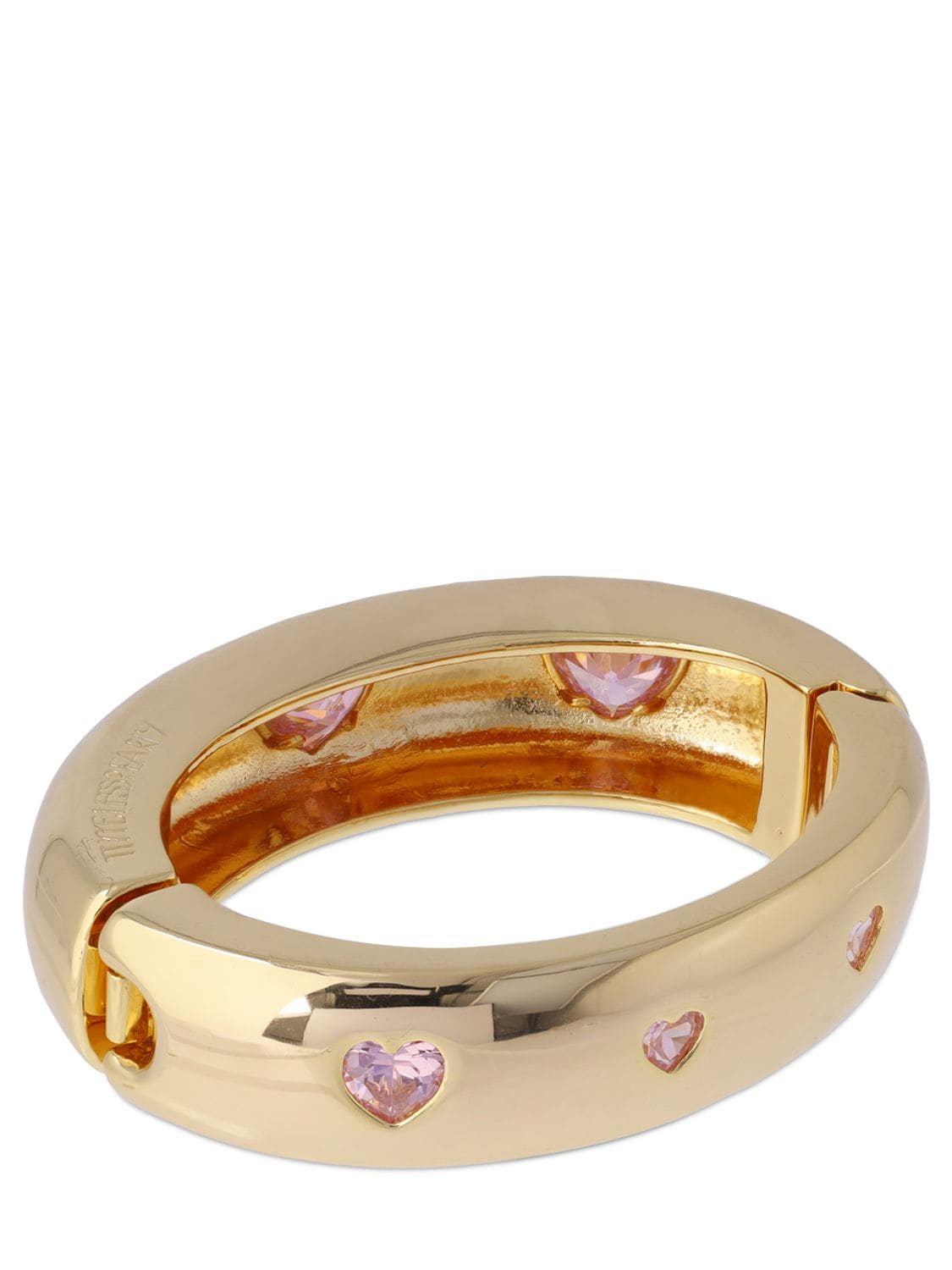 Shop Timeless Pearly Crystal Heart Cuff Bracelet In 金色,粉色