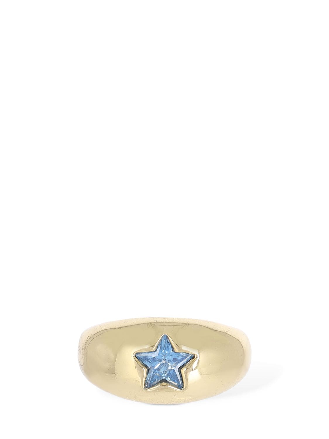 Shop Timeless Pearly Star Crystal Thick Ring In 金色,蓝色