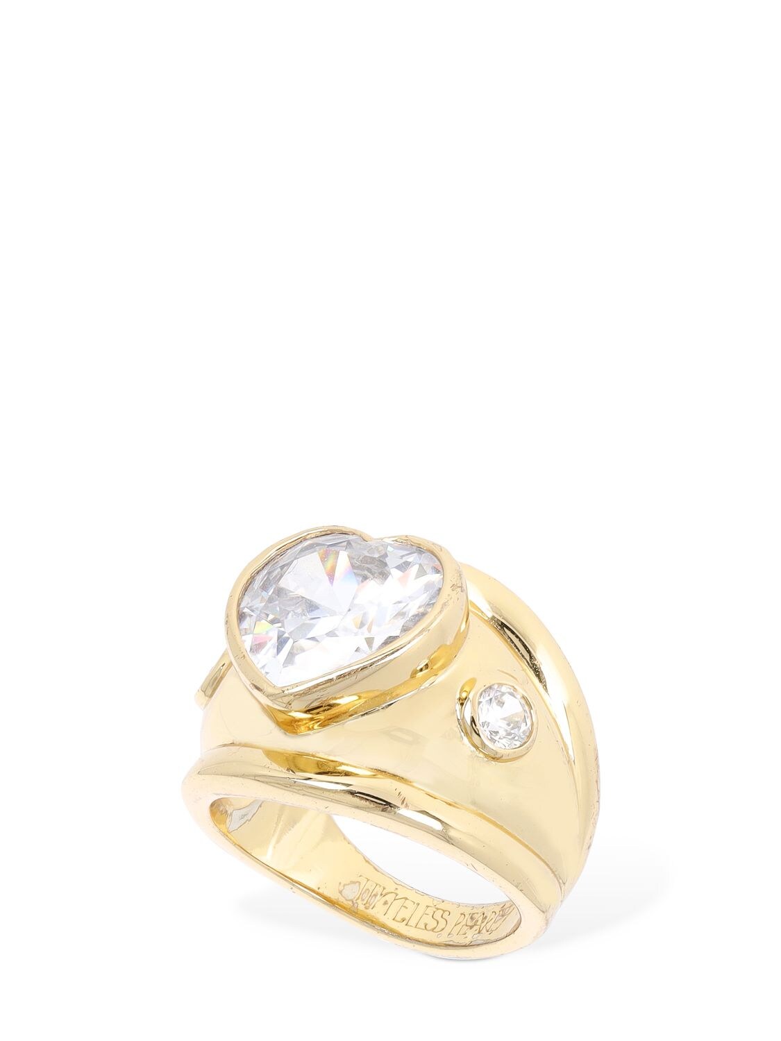Shop Timeless Pearly Heart Crystal Thick Ring In 金色,水晶