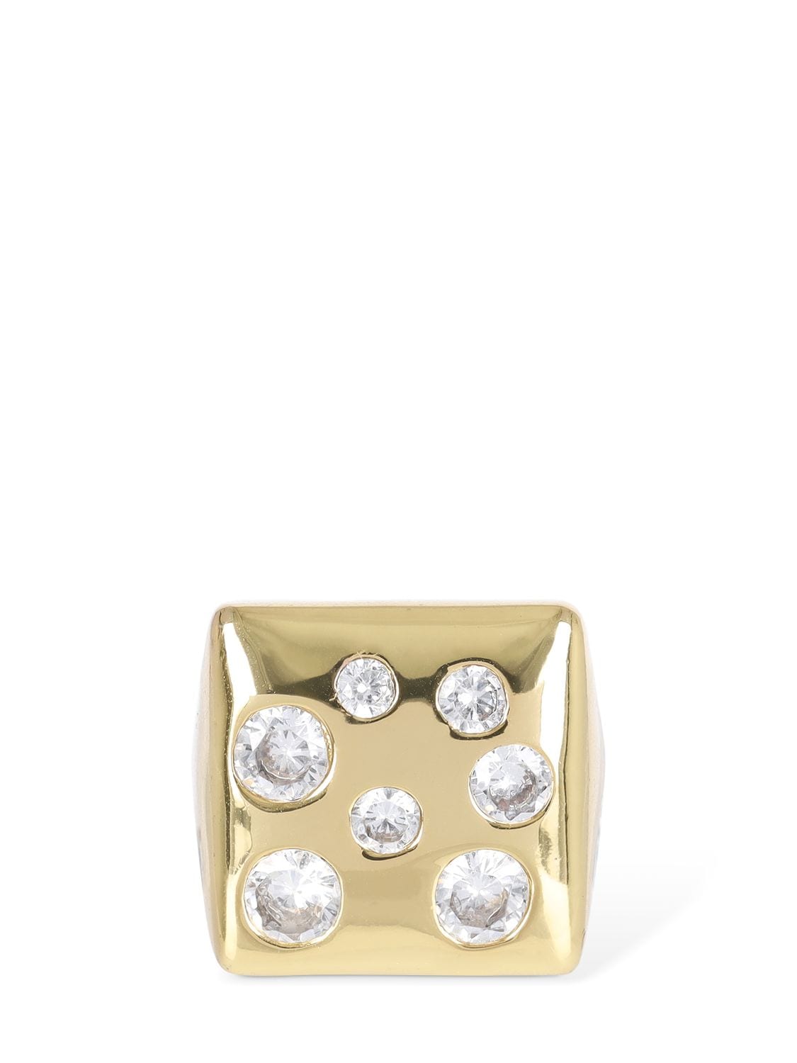 Shop Timeless Pearly Square Crystal Thick Ring In 金色,水晶
