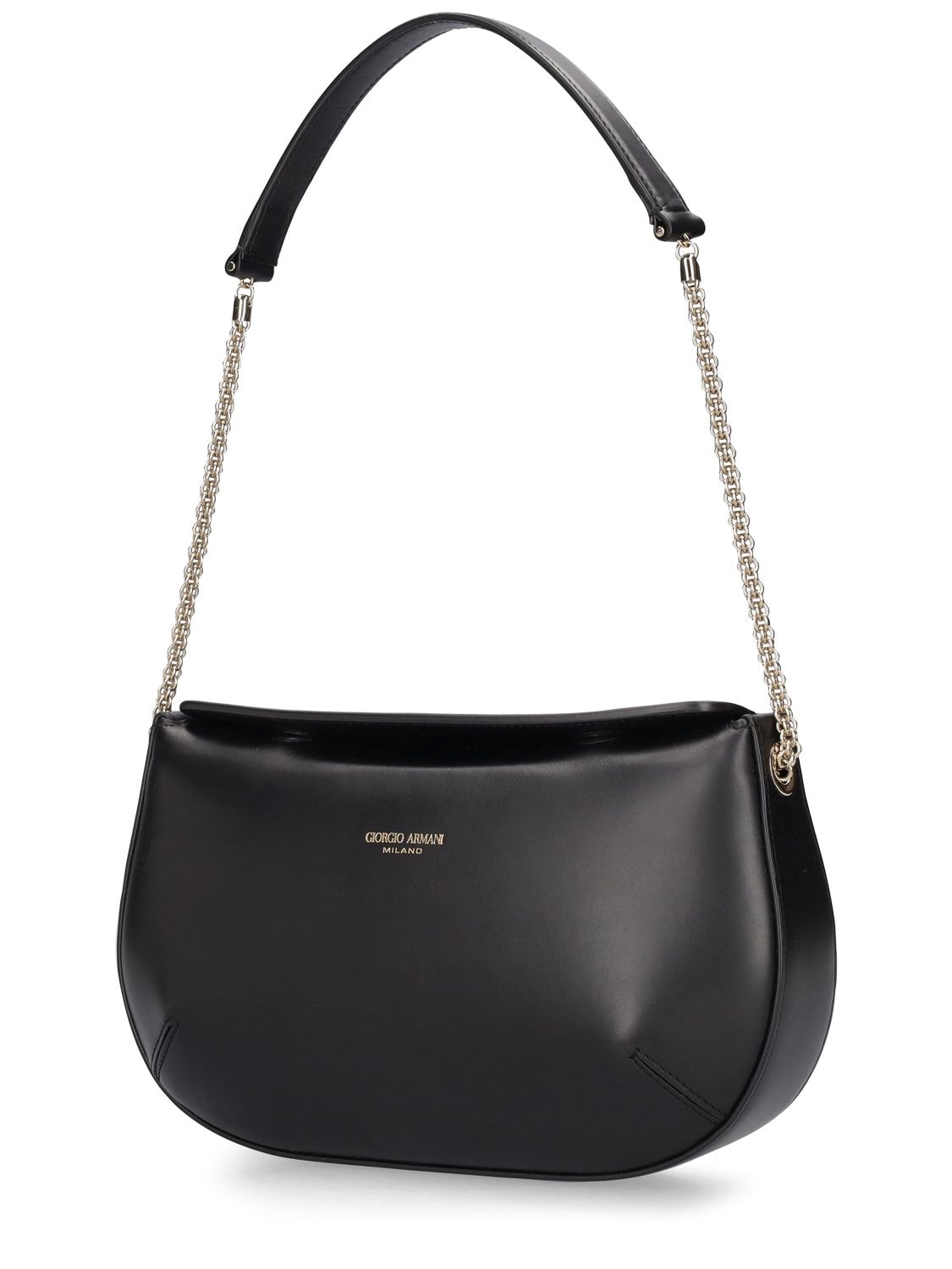 Shop Giorgio Armani Smooth Leather Shoulder Bag In Black