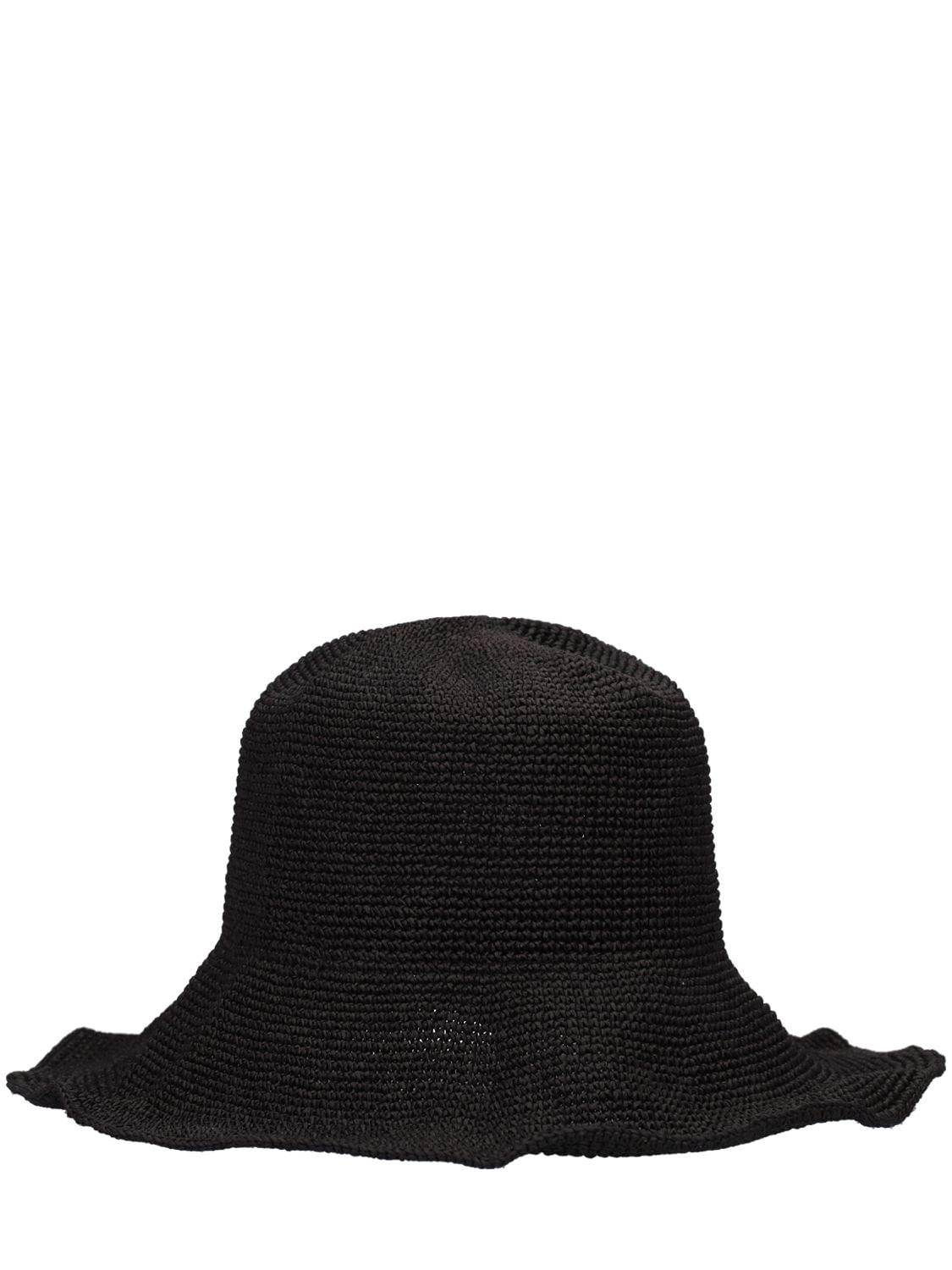Totême Woven Paper & Straw Hat In Black