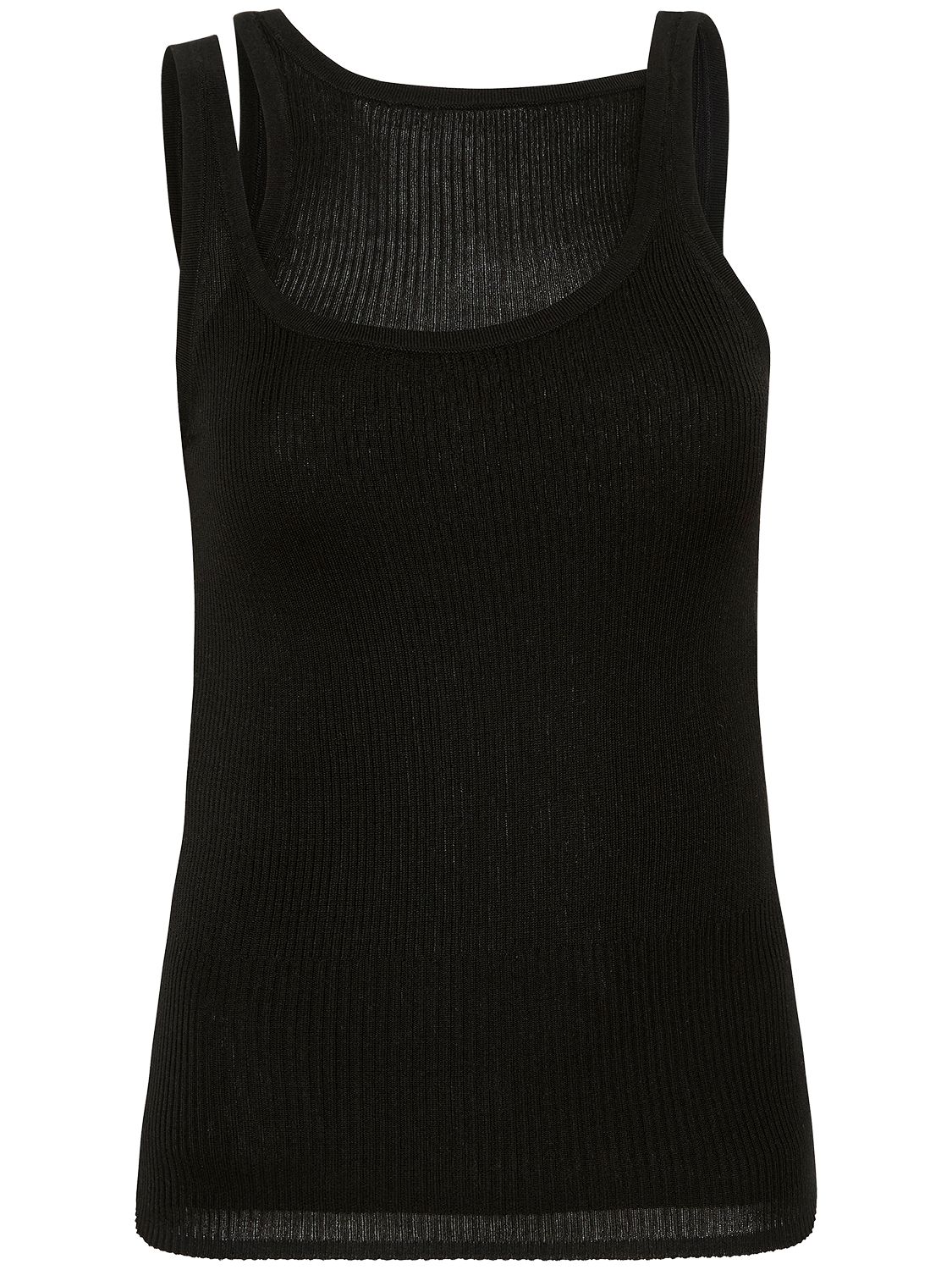 St.agni Double-layer Tencel Knit Top In Black