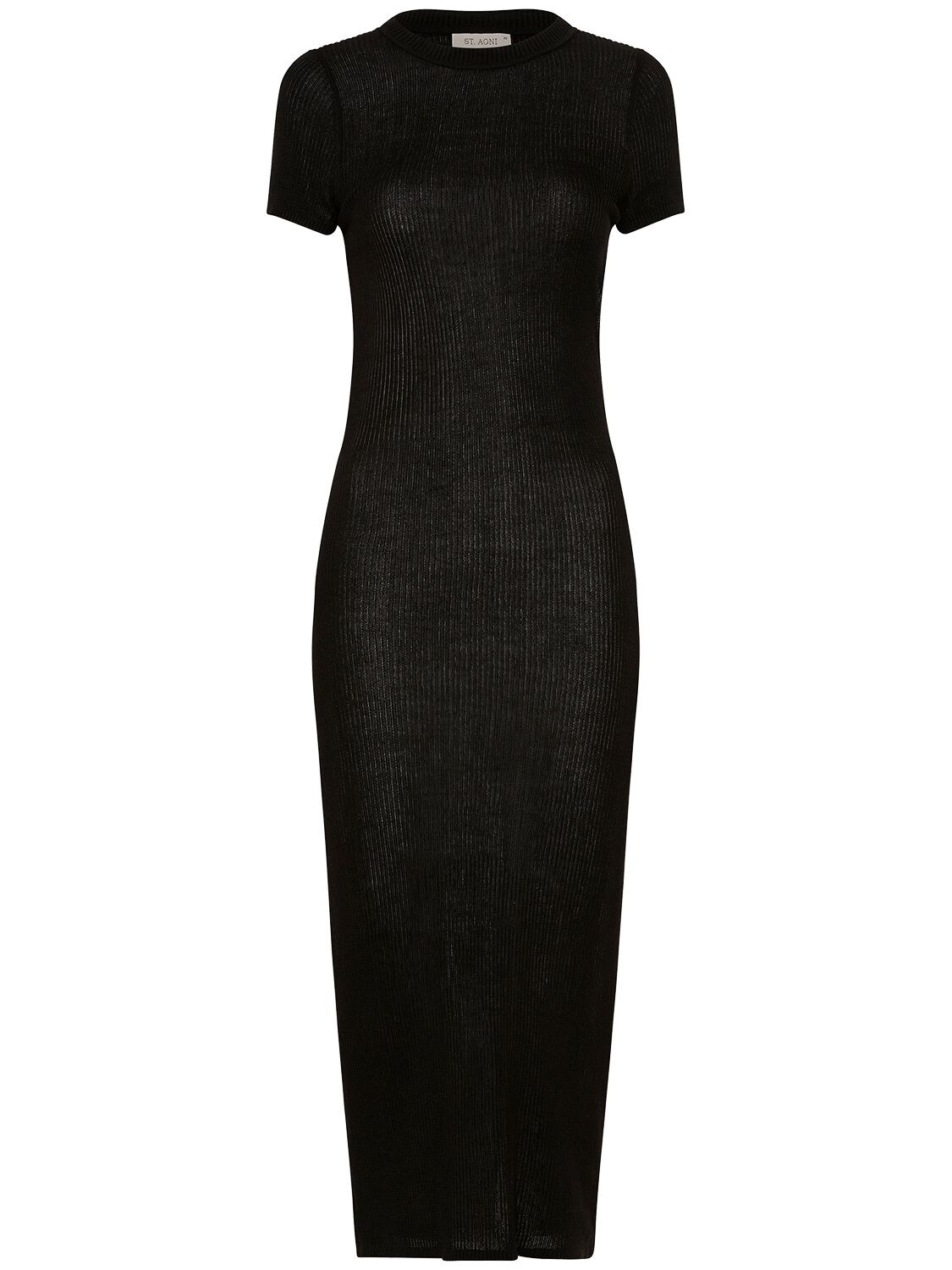 St.agni Cutout Tencel Knit Midi Dress In Black