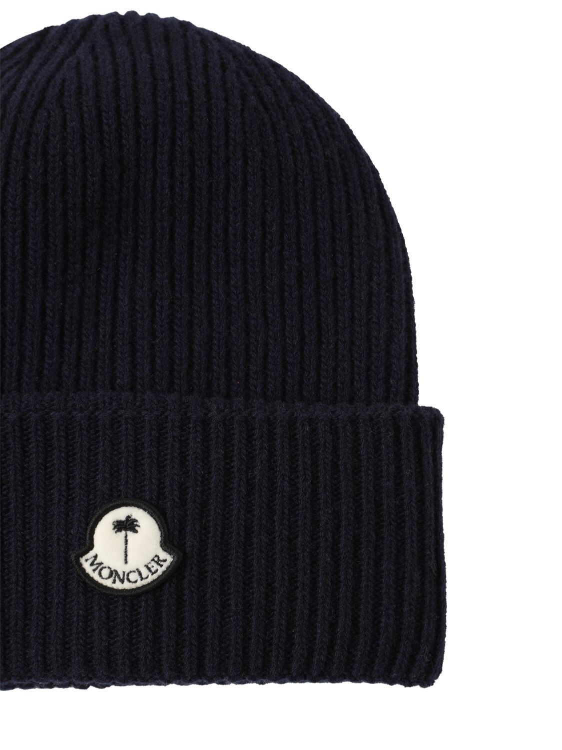 Shop Moncler Genius Moncler X Palm Angels Carded Wool Beanie In Navy