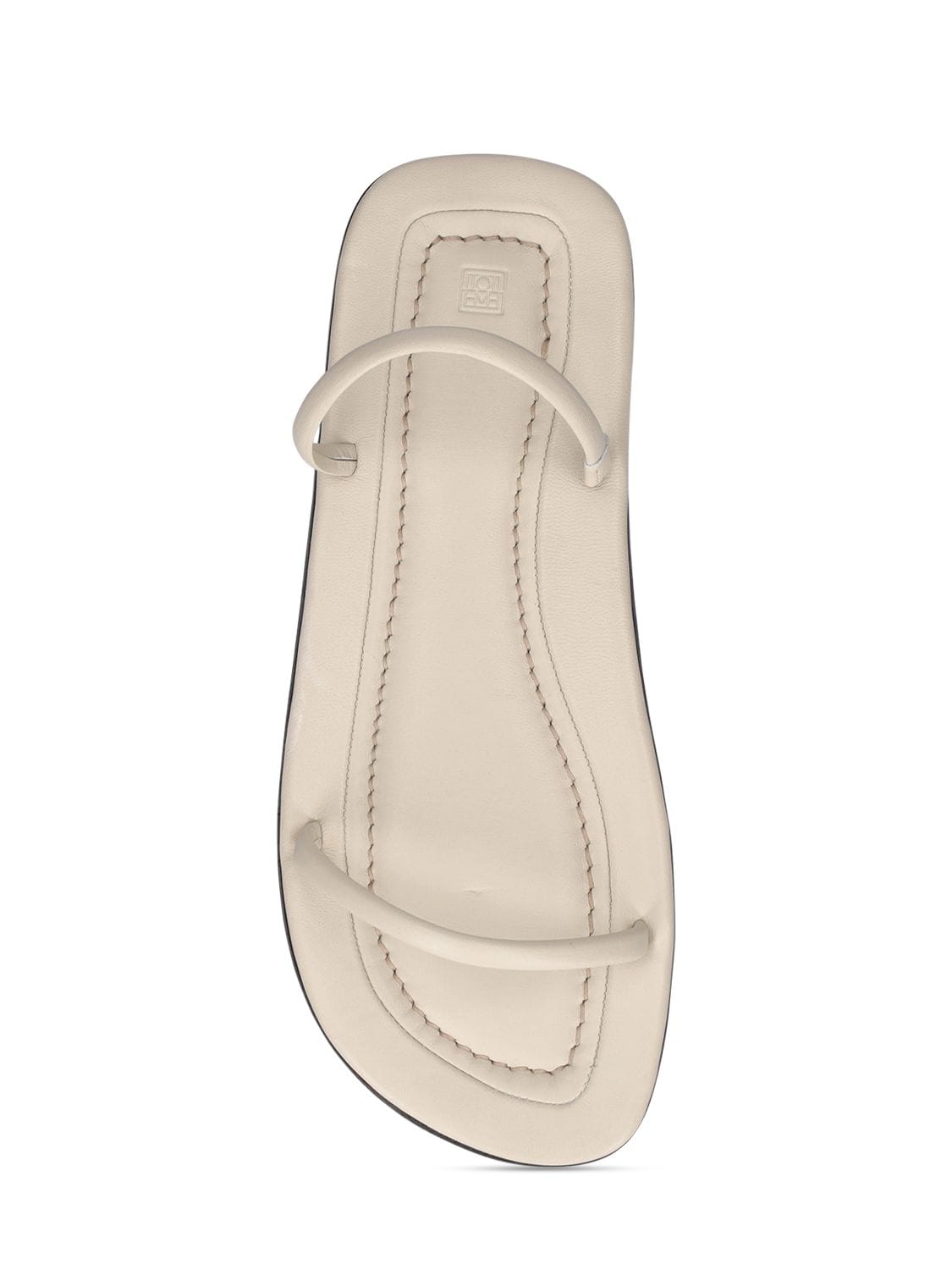 Shop Totême 10mm City Leather Flat Sandals In Off White