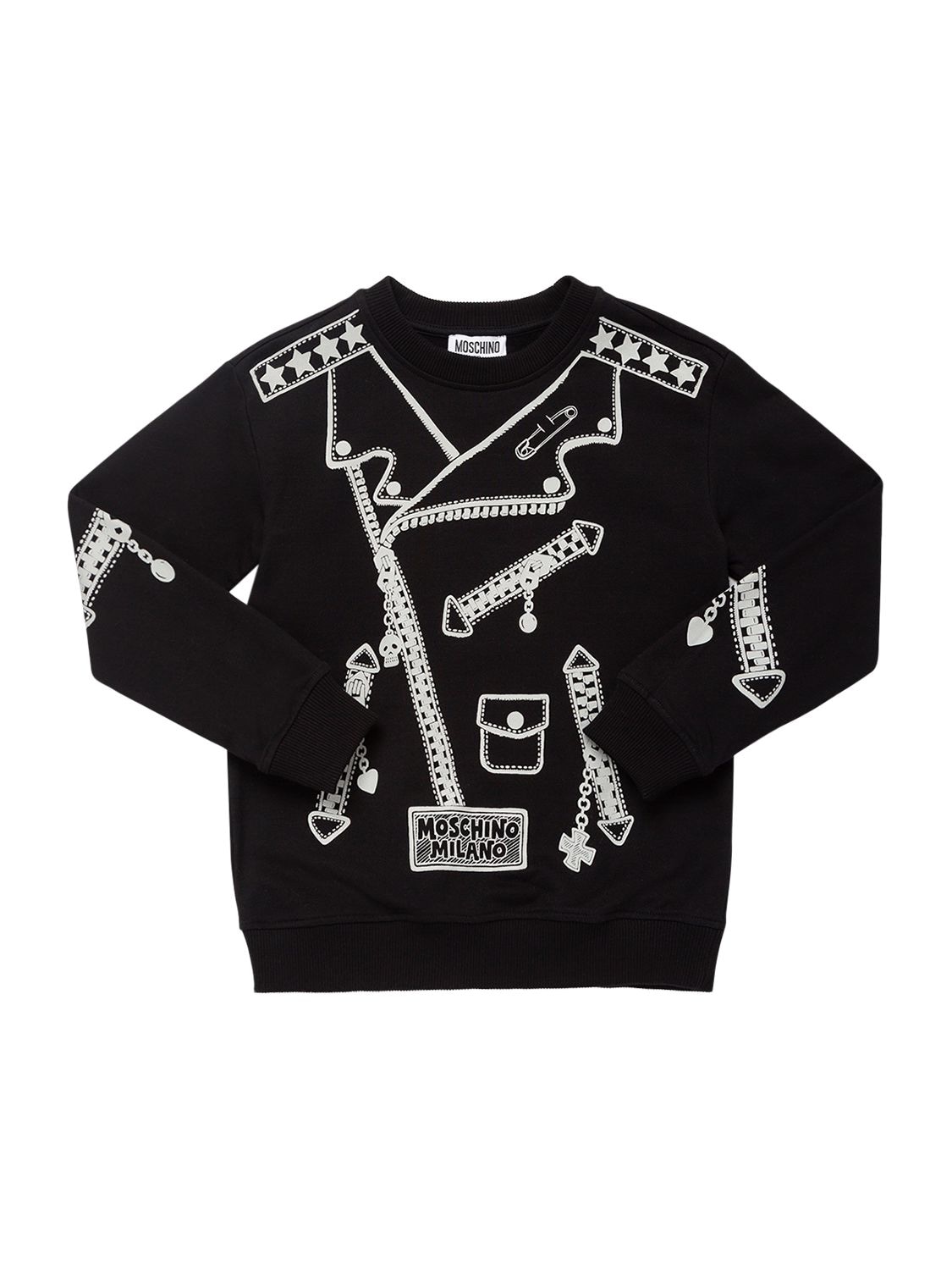 Moschino Kids' Printed Cotton Sweatshirt In Black