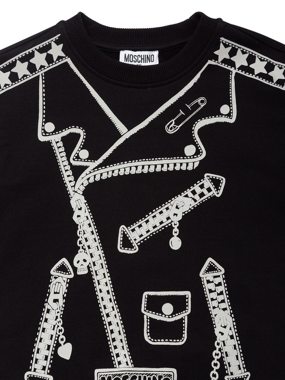 Shop Moschino Printed Cotton Sweatshirt In Black