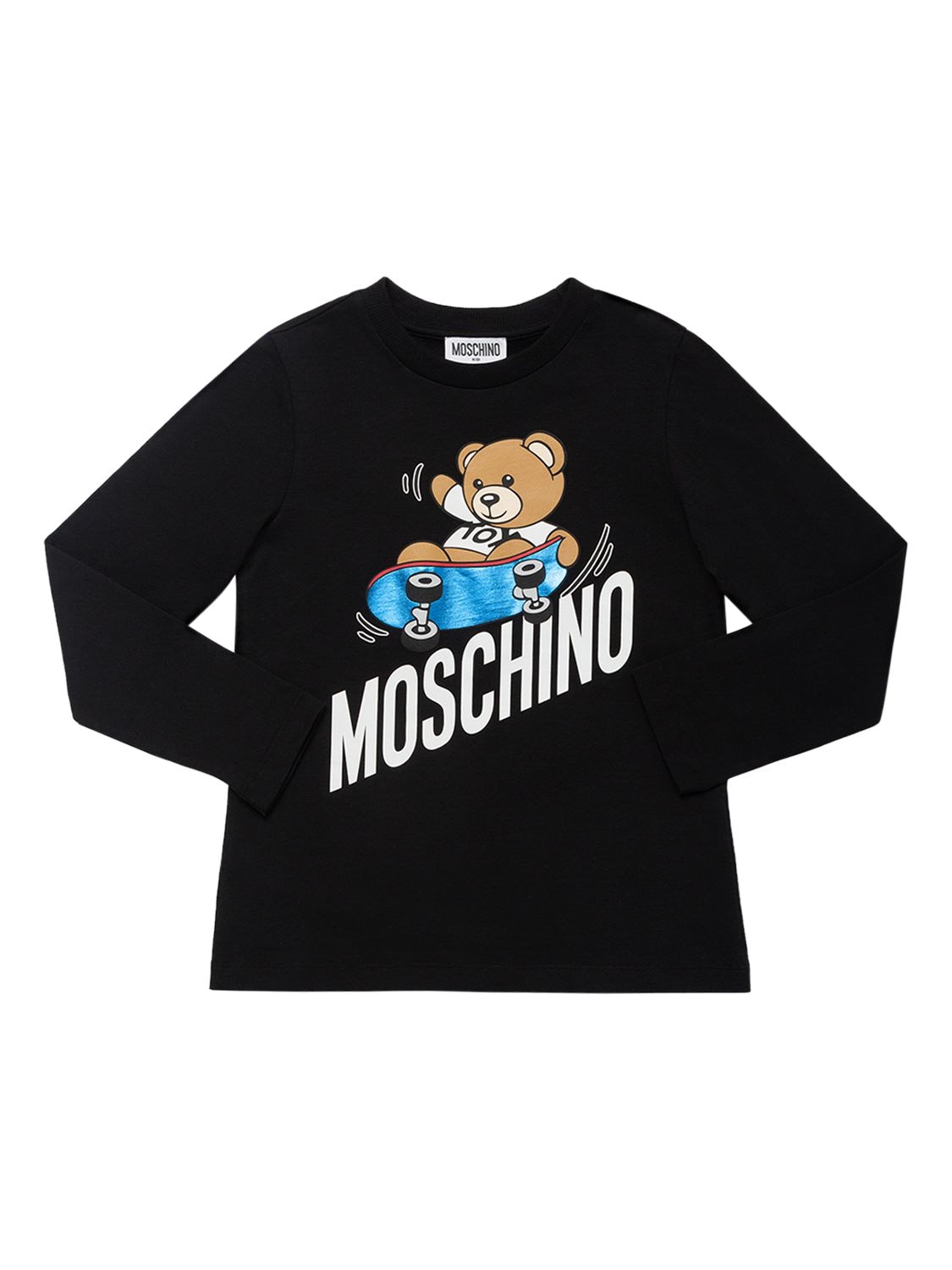 Shop Moschino Set Of 2 Cotton Jersey T-shirts In Black,grey
