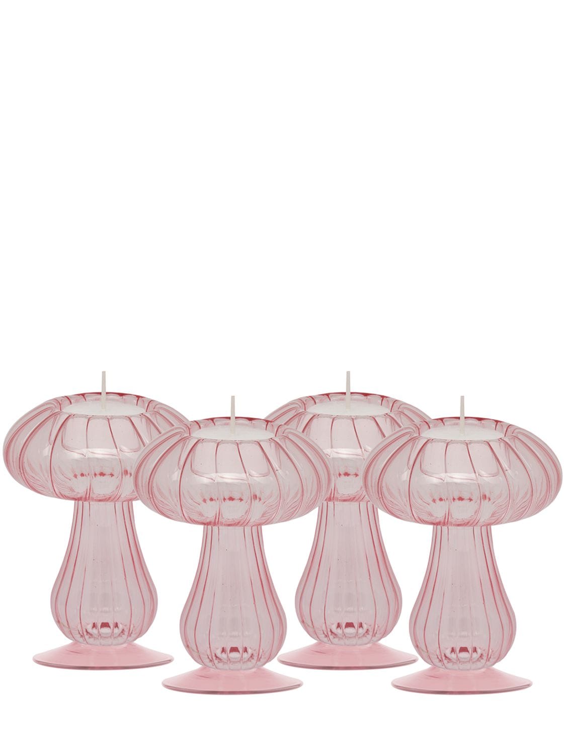 Shop Johanna Ortiz Set Of 4 Glass Candle Holders In Pink