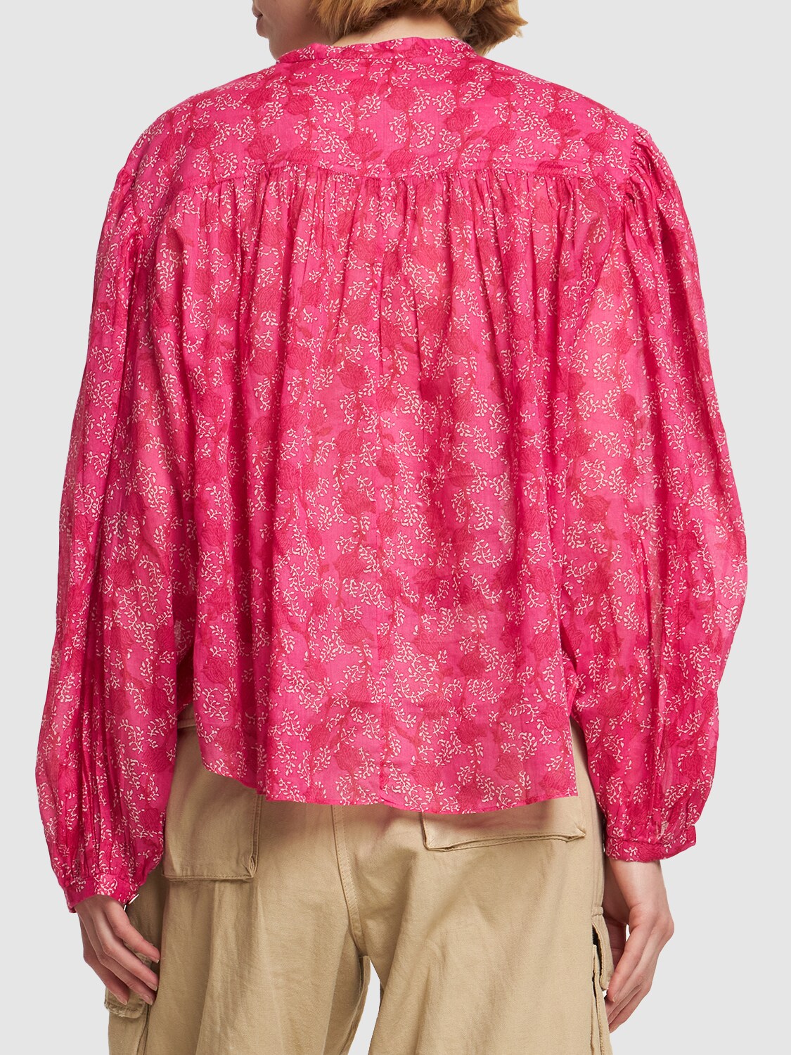 Shop Marant Etoile Salika Floral Cotton Buttoned Shirt In Fuchsia,multi