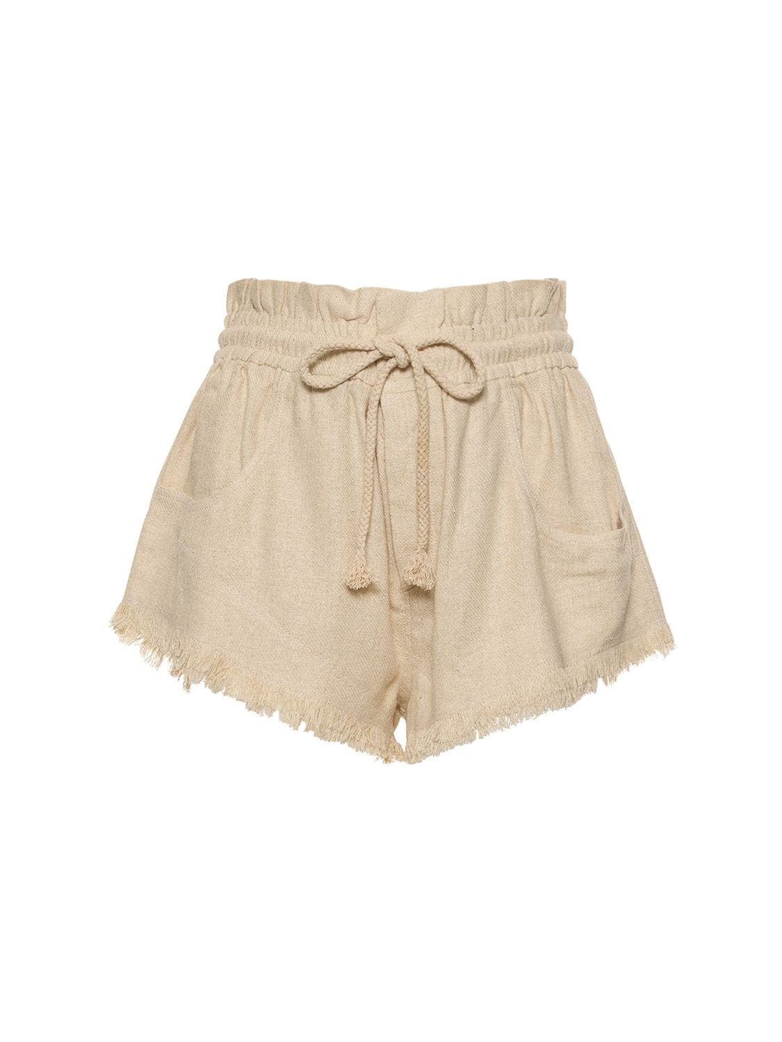 Shop Marant Etoile Talapiz Fringed Silk Shorts In Beige