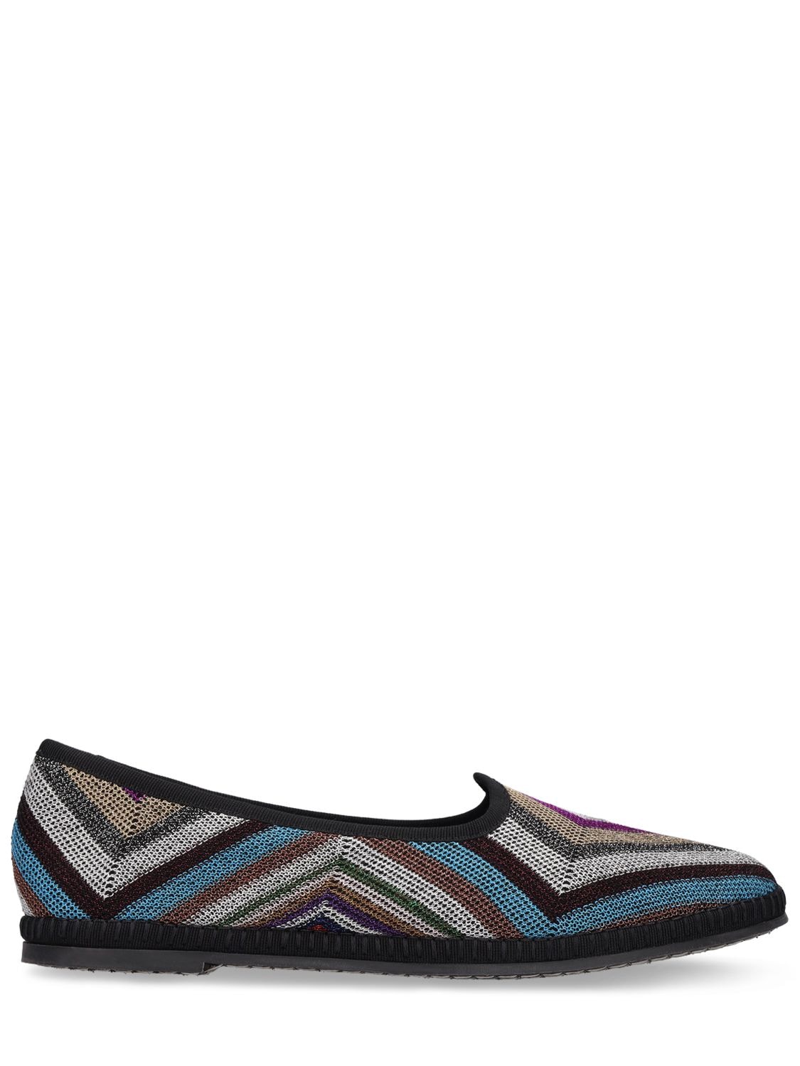 Missoni 10mm Raschel Lurex Flat Shoes In Blue Multicolor