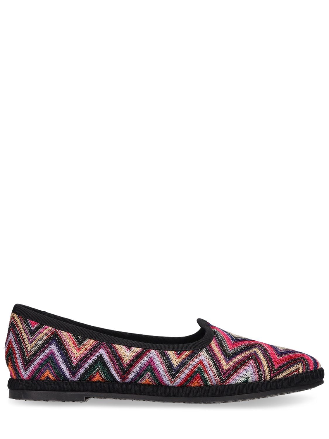 Missoni 10mm Raschel Lurex Flat Shoes In Pink Multicolor