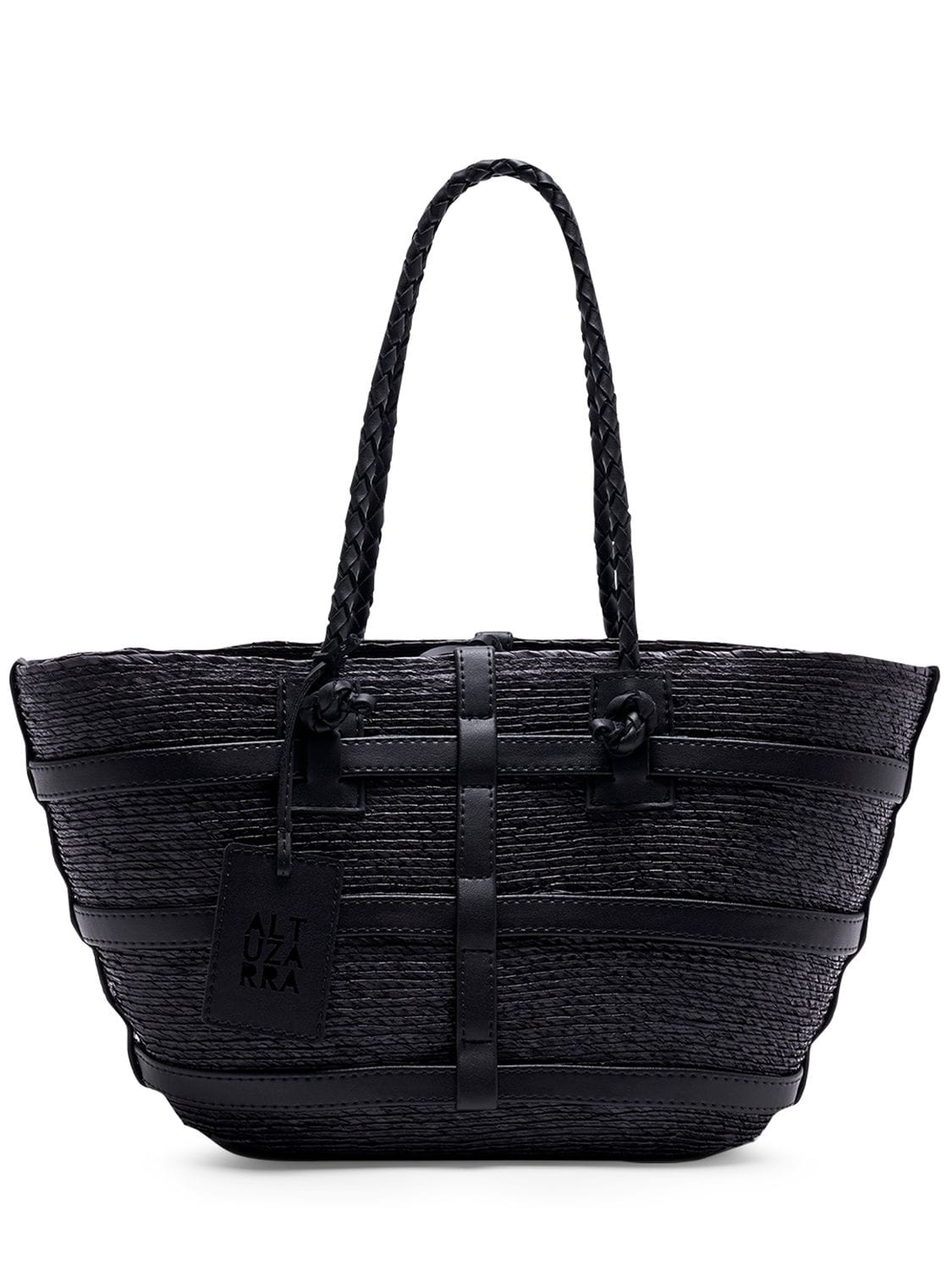 Altuzarra Small Watermill Straw Shoulder Bag In Black