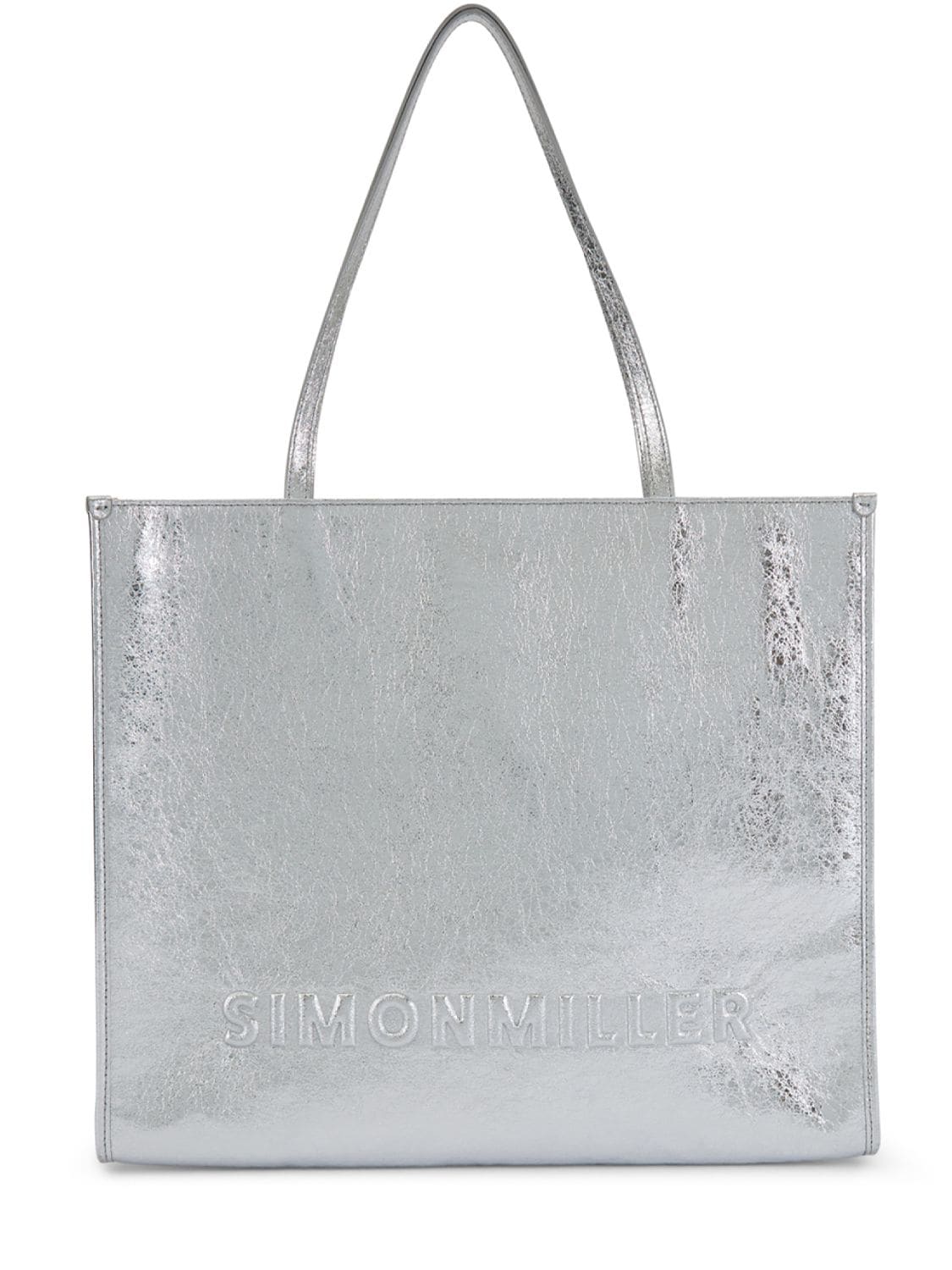 Shop Simon Miller Logo Studio Metallic Tote Bag In Silver