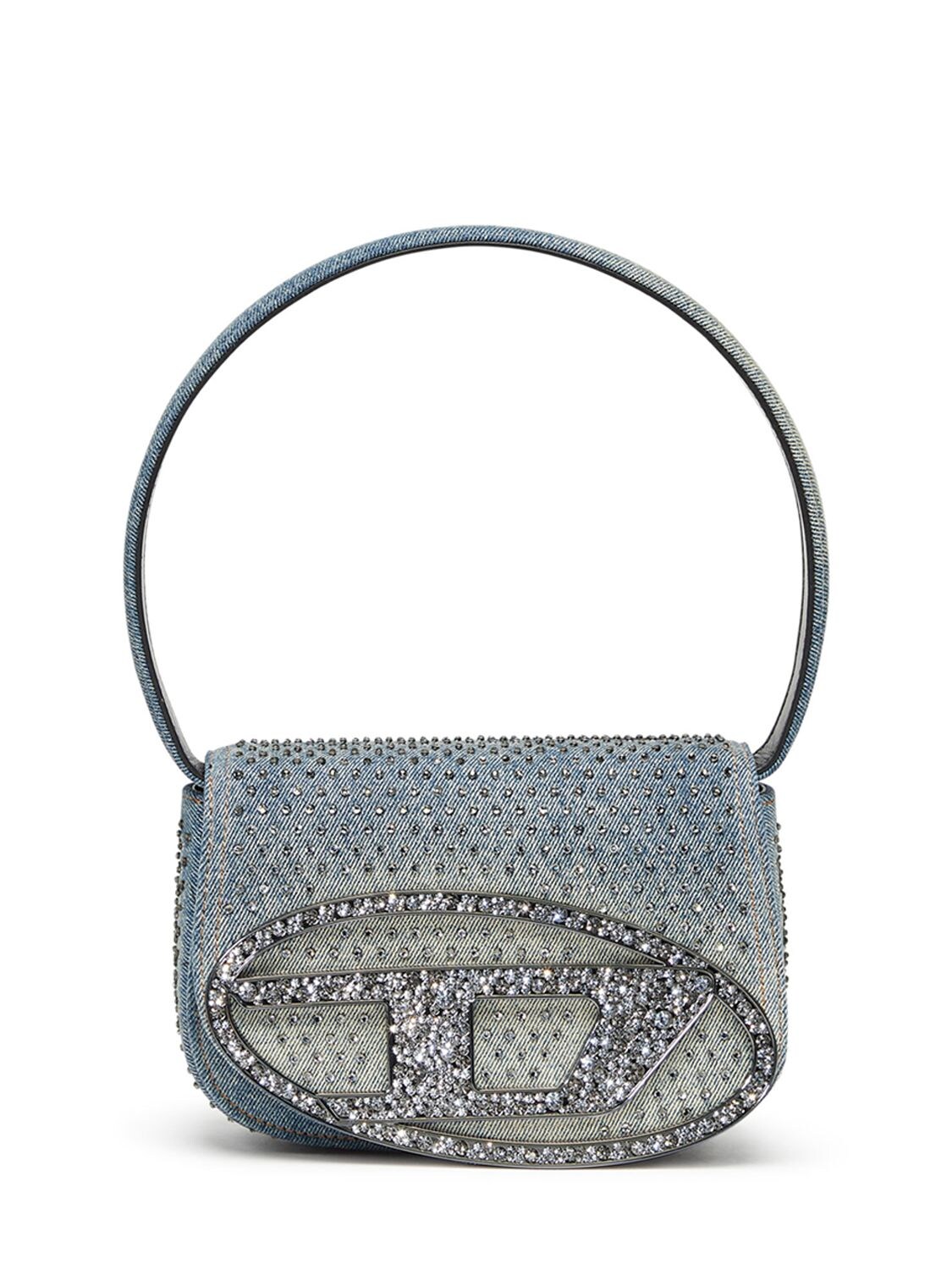 DIESEL 1DR DENIM & STRASS SHOULDER BAG