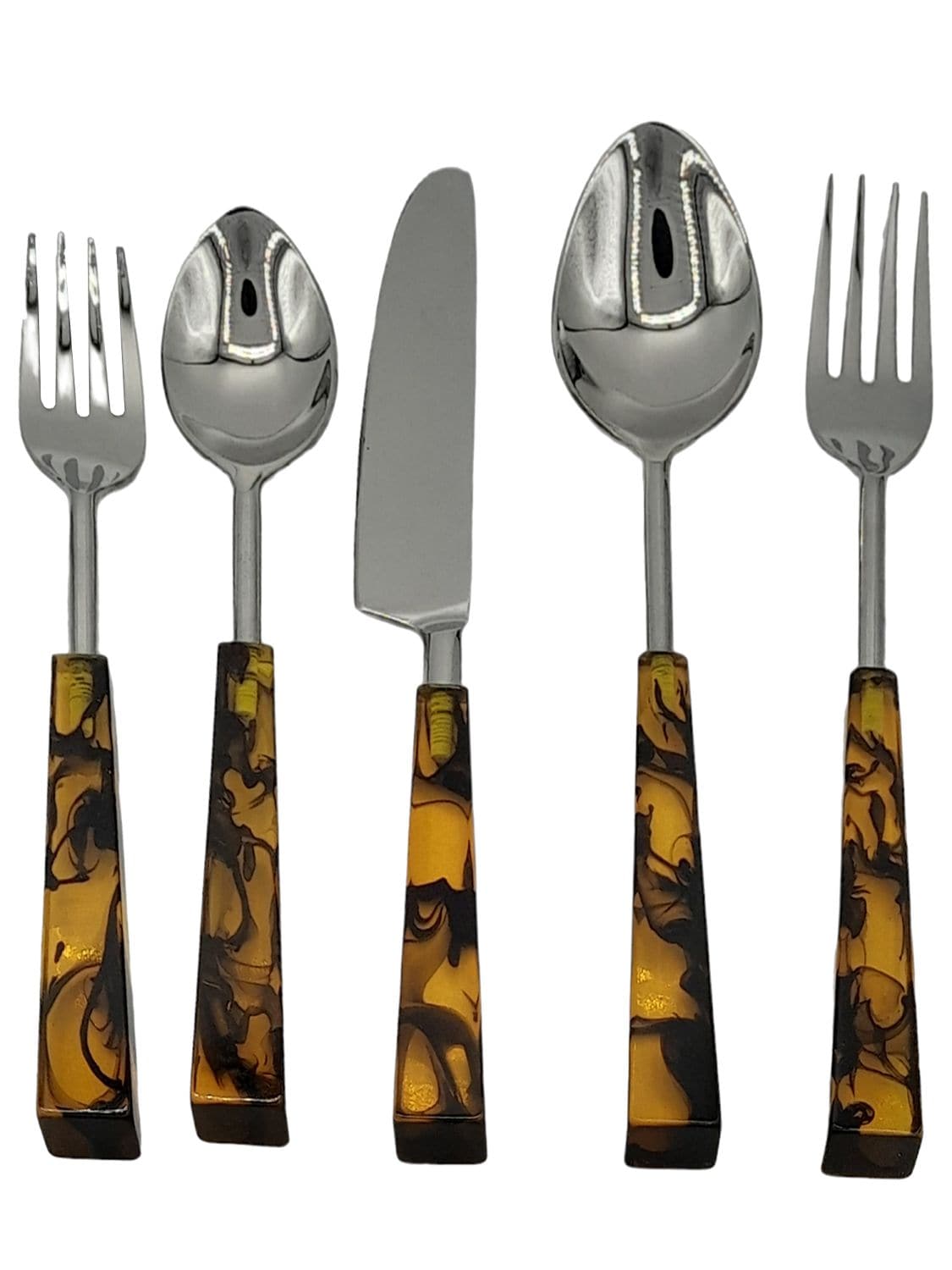 Les Ottomans Leopard Cutlery Set In Silver,brown