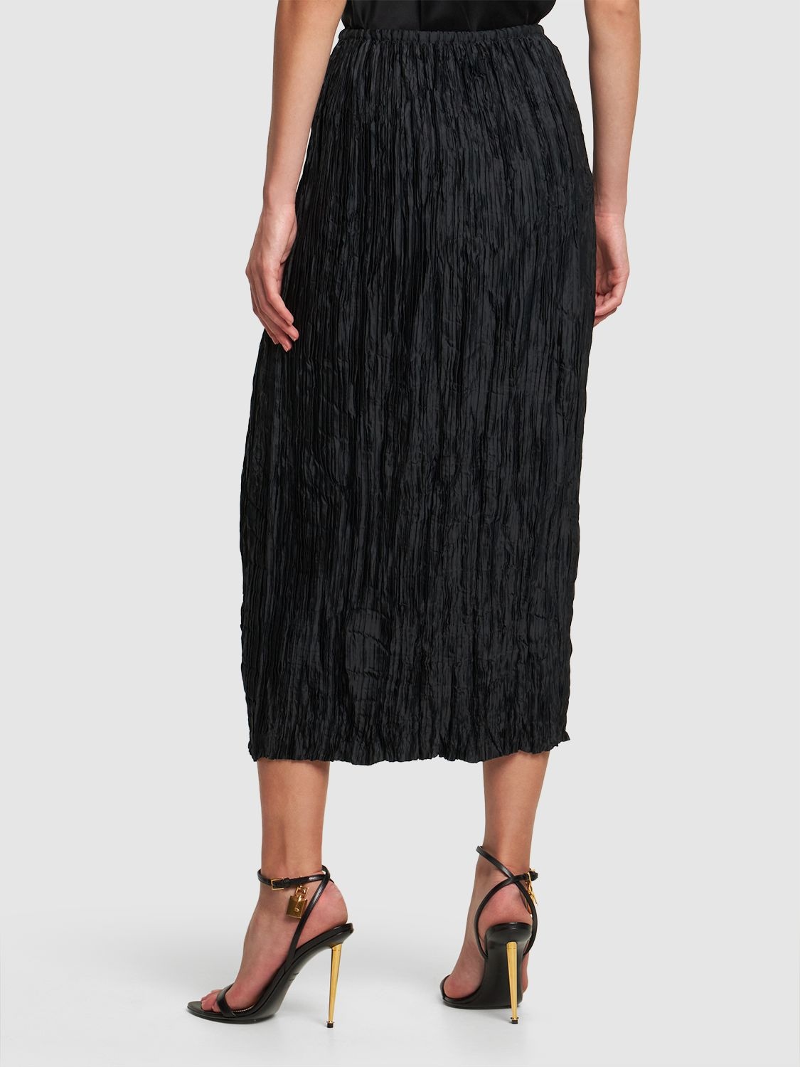 Shop Ulla Johnson Dioni Pleated Tech Midi Skirt In Black