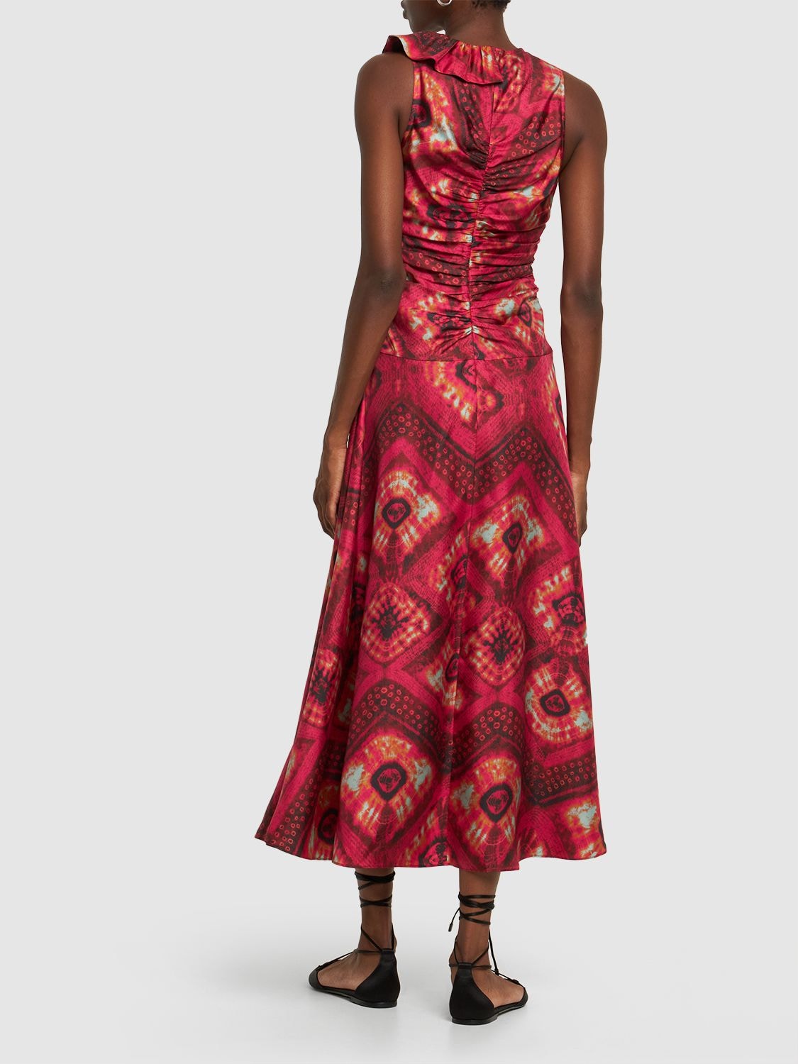 ULLA JOHNSON OTHELLA PRINTED SILK MIDI DRESS 