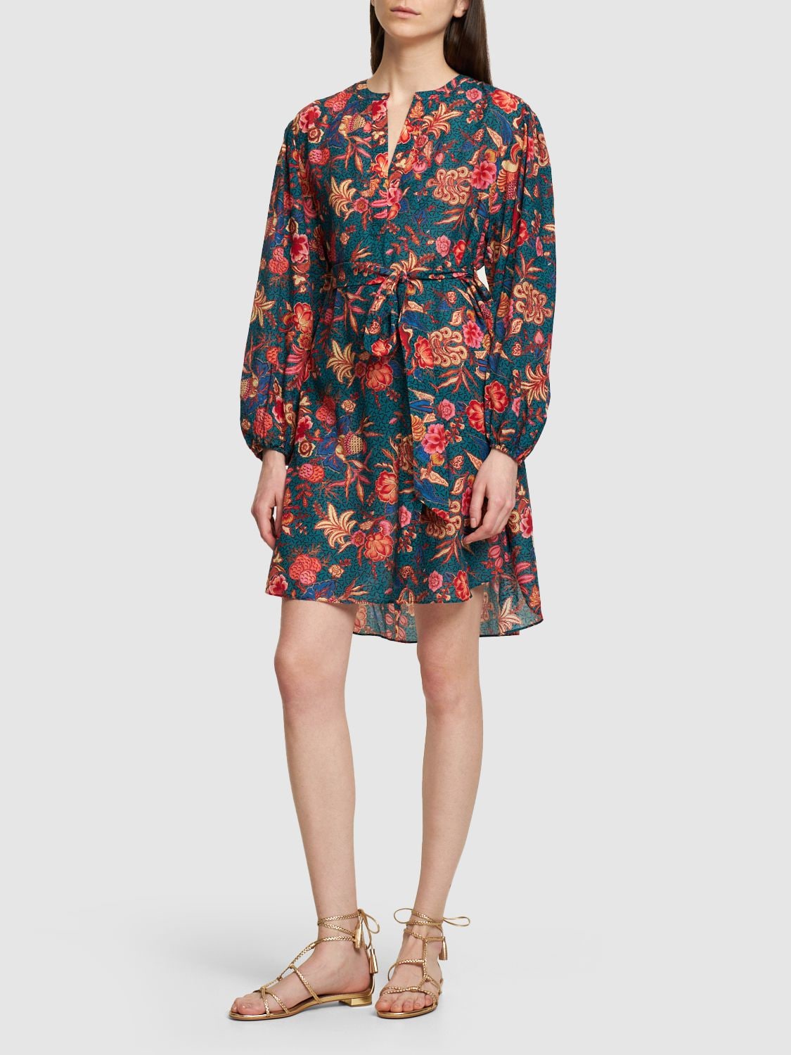 Shop Ulla Johnson Otto Printed Cotton Blend Mini Dress In Multicolor