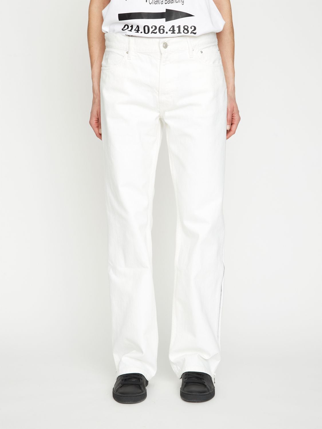 Gauchère Low Waist Cotton Denim Straight Jeans In White