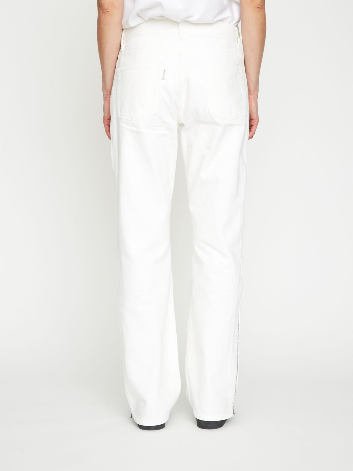 Shop Gauchère Low Waist Cotton Denim Straight Jeans In White
