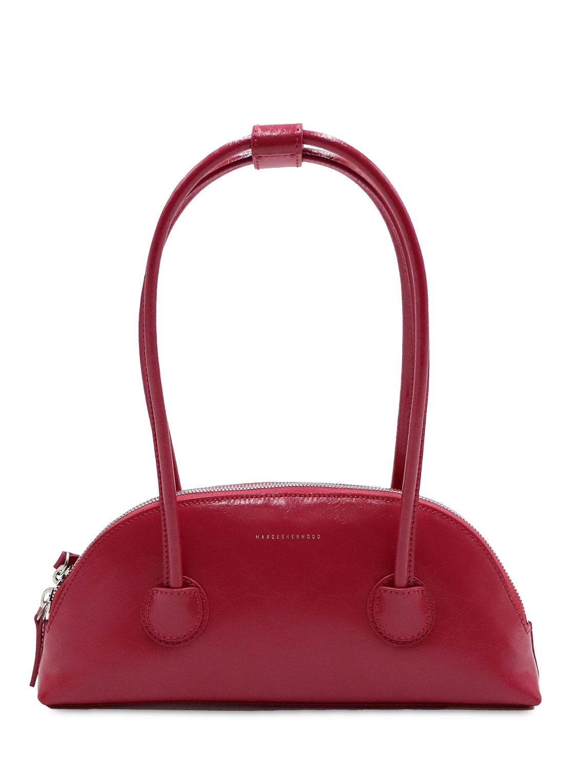 Marge Sherwood Bessette Leather Shoulder Bag In Berry Pink