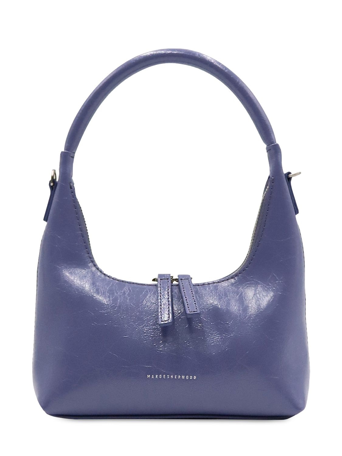 Marge Sherwood Mini Hobo Crinkled Leather Shoulder Bag In Purple Heater