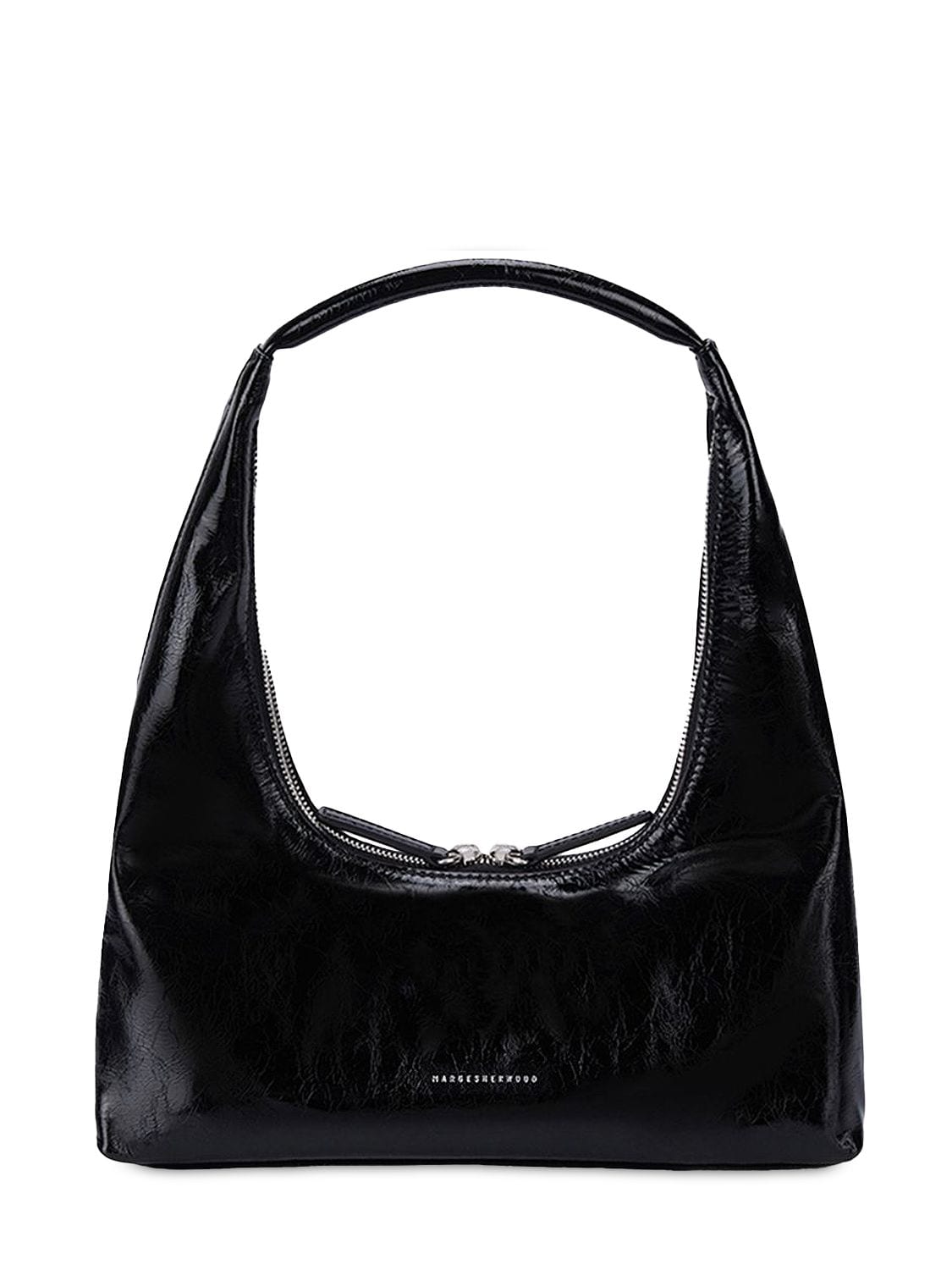 Marge Sherwood Hobo Leather Shoulder Bag In Black Crinkle