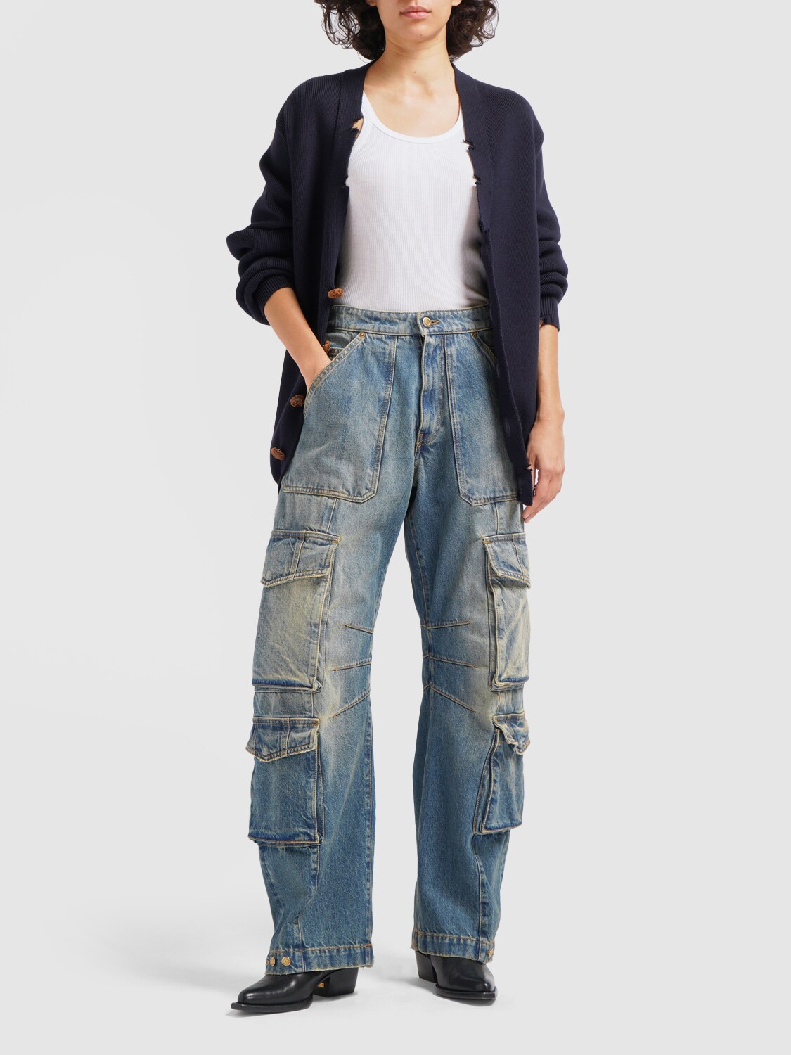 Shop Golden Goose Journey Cotton Cargo Pants In Blue