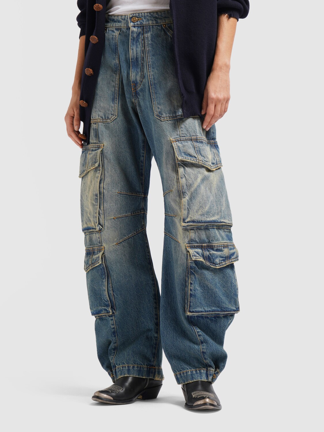 Shop Golden Goose Journey Cotton Cargo Pants In Blue