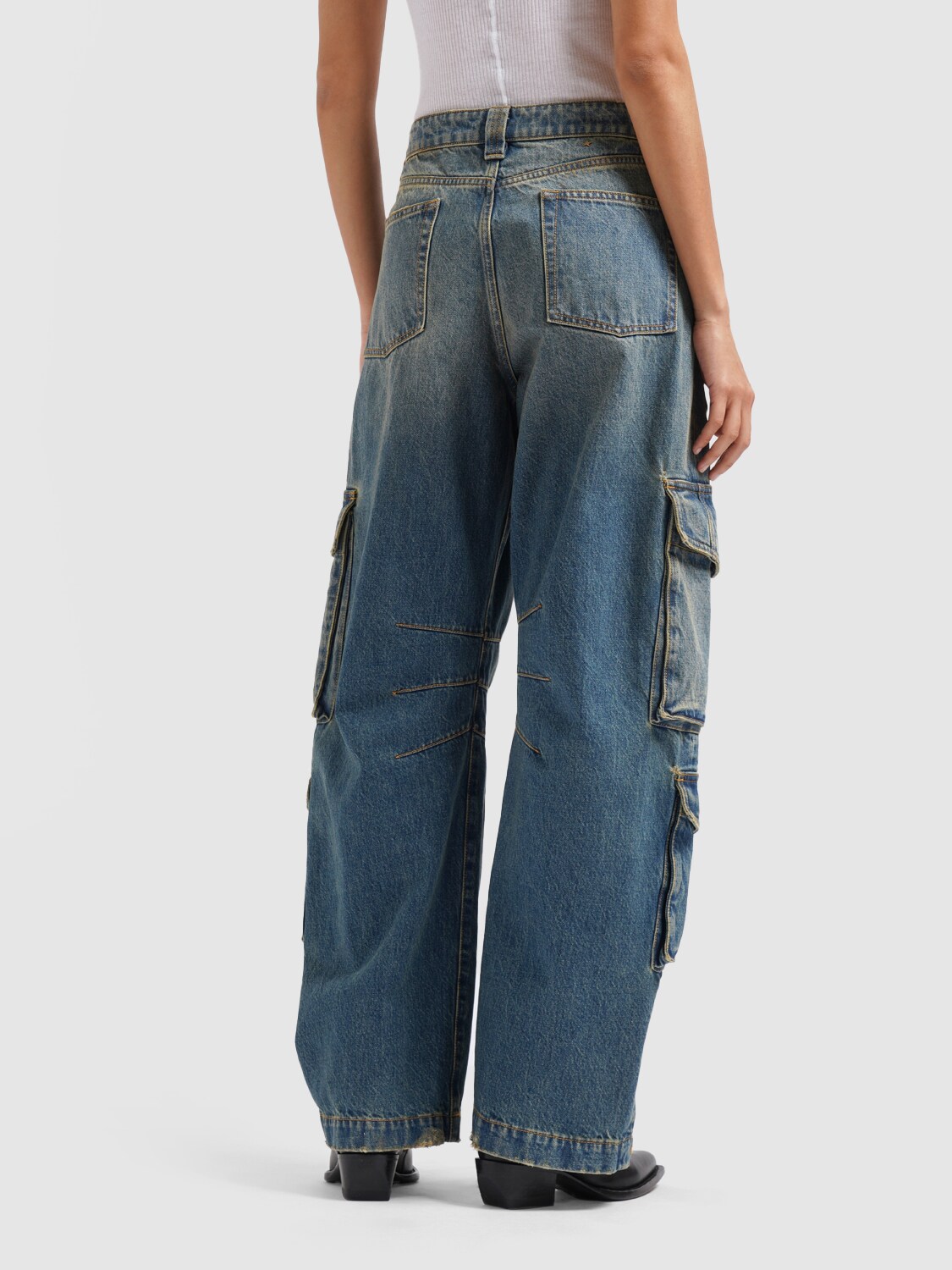 Shop Golden Goose Journey Cotton Cargo Pants In Blue