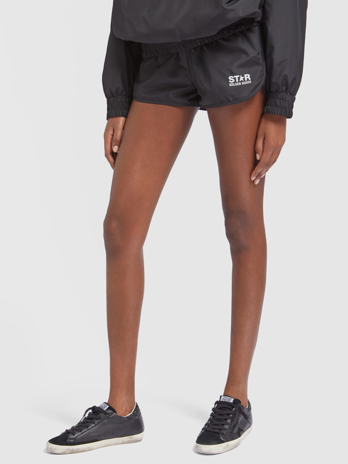Shop Golden Goose Star Diana Technical Fabric Shorts In Black