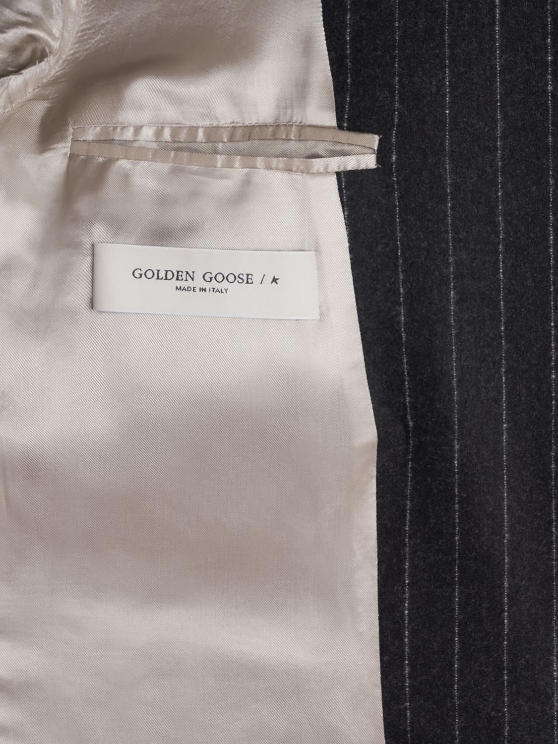 Shop Golden Goose Journey Pinstriped Wool Blend Blazer In Dark Grey