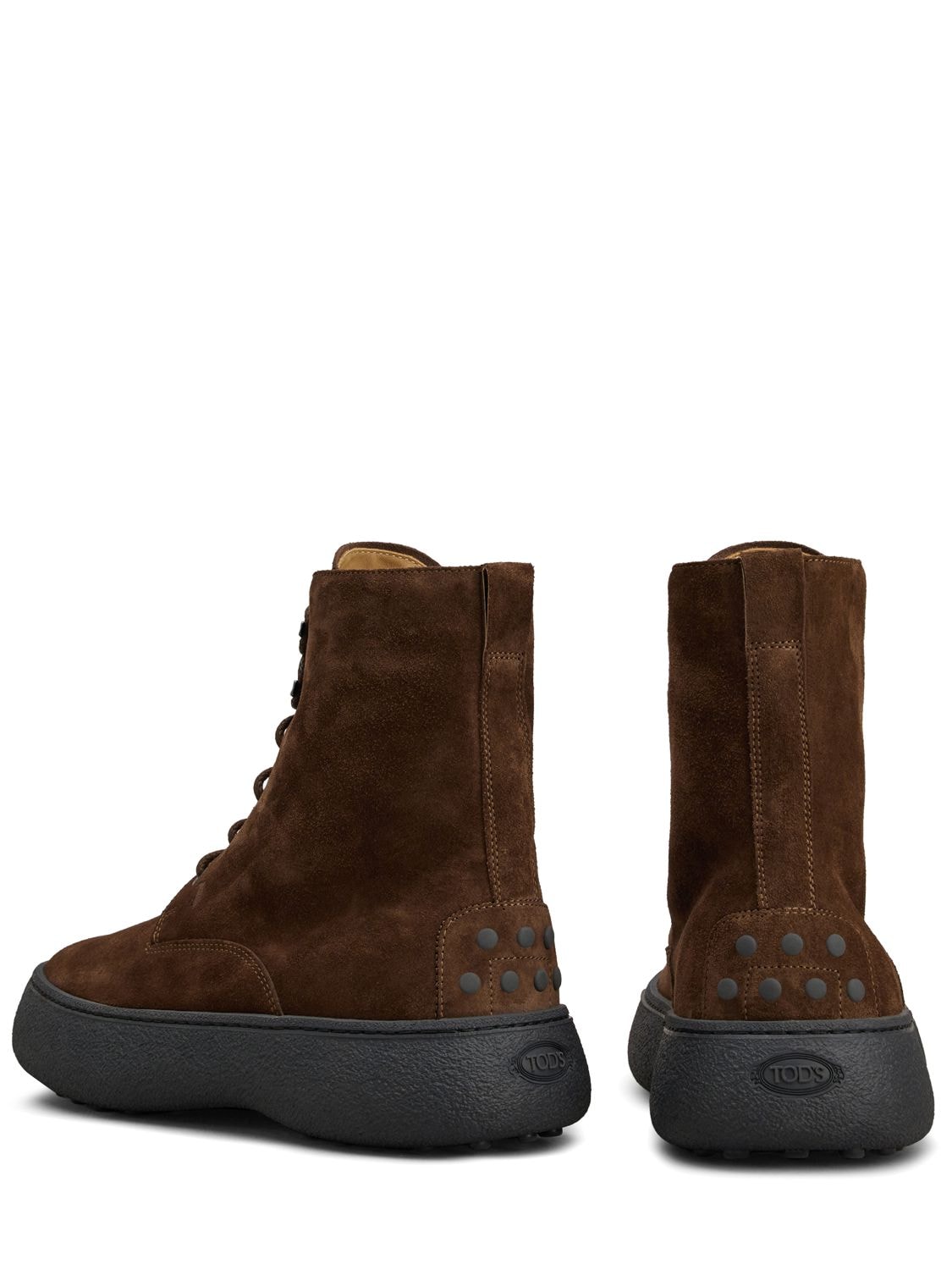 Shop Tod's Suede Lace-up Boots In Brown