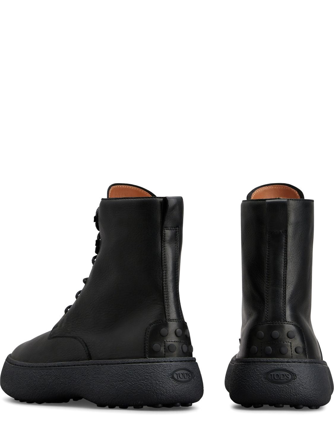 Shop Tod's Leather Lace-up Boots In Black