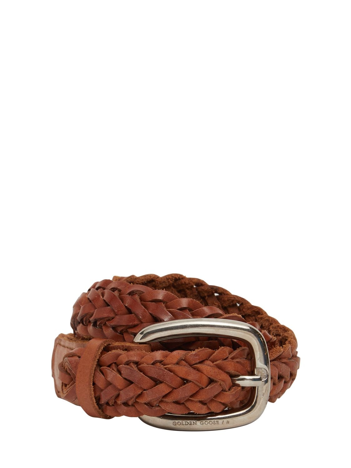 Golden Goose 30mm Houston Woven Leather Belt In Brown