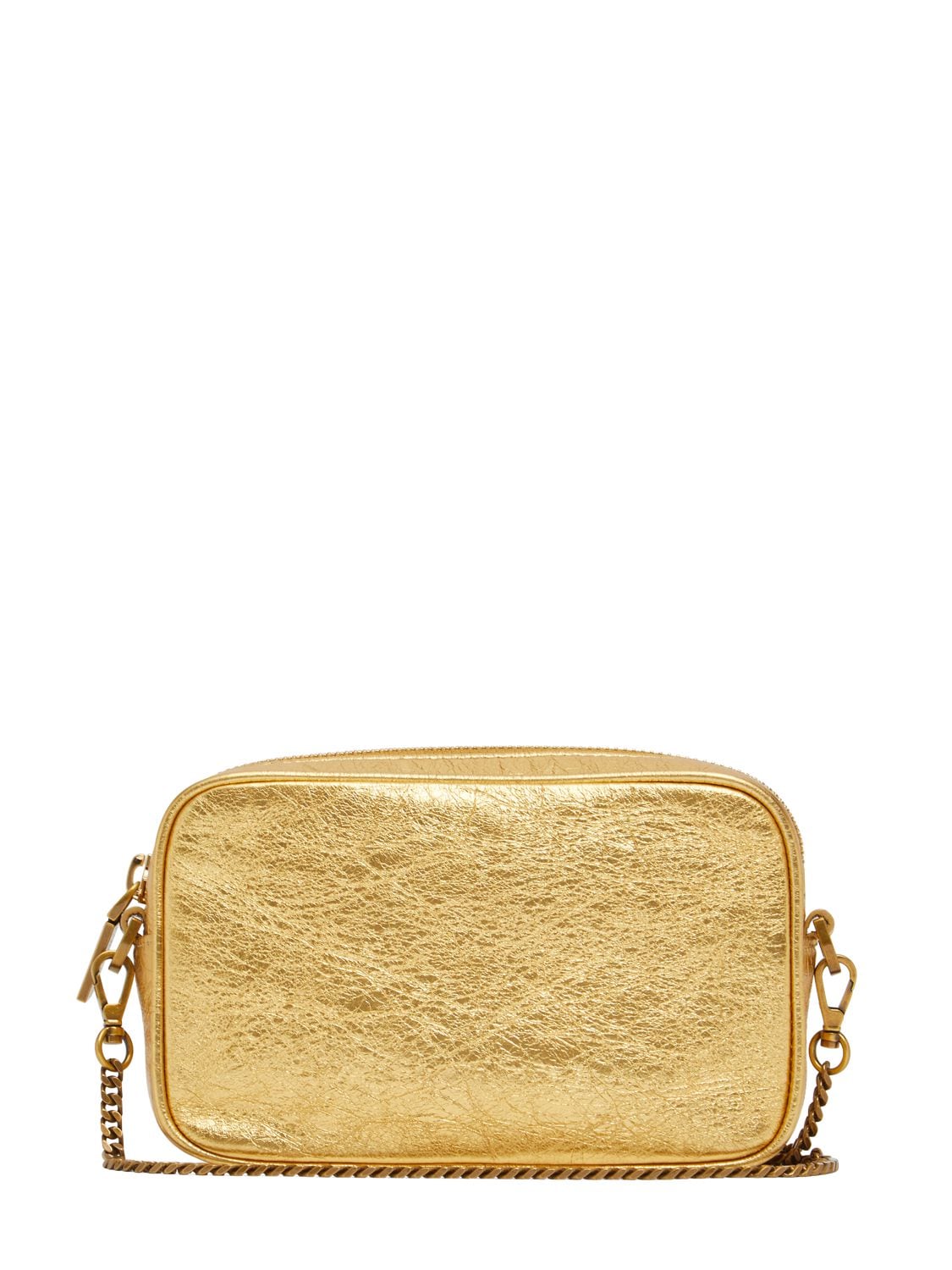 Shop Golden Goose Mini Star Laminated Leather Shoulder Bag In Gold