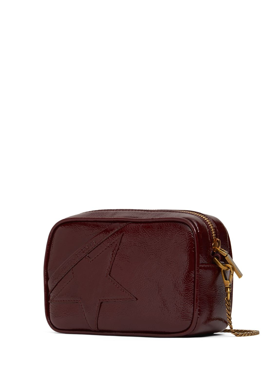 Shop Golden Goose Mini Star Patent Leather Shoulder Bag In Bordeaux