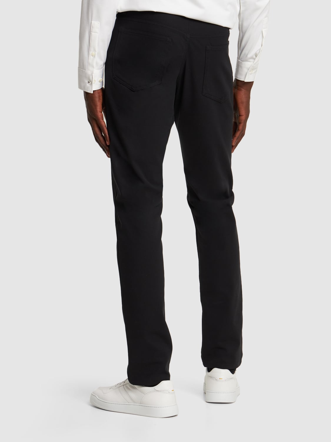 Shop Theory Raffi Tailored Cotton Blend Pants In Black